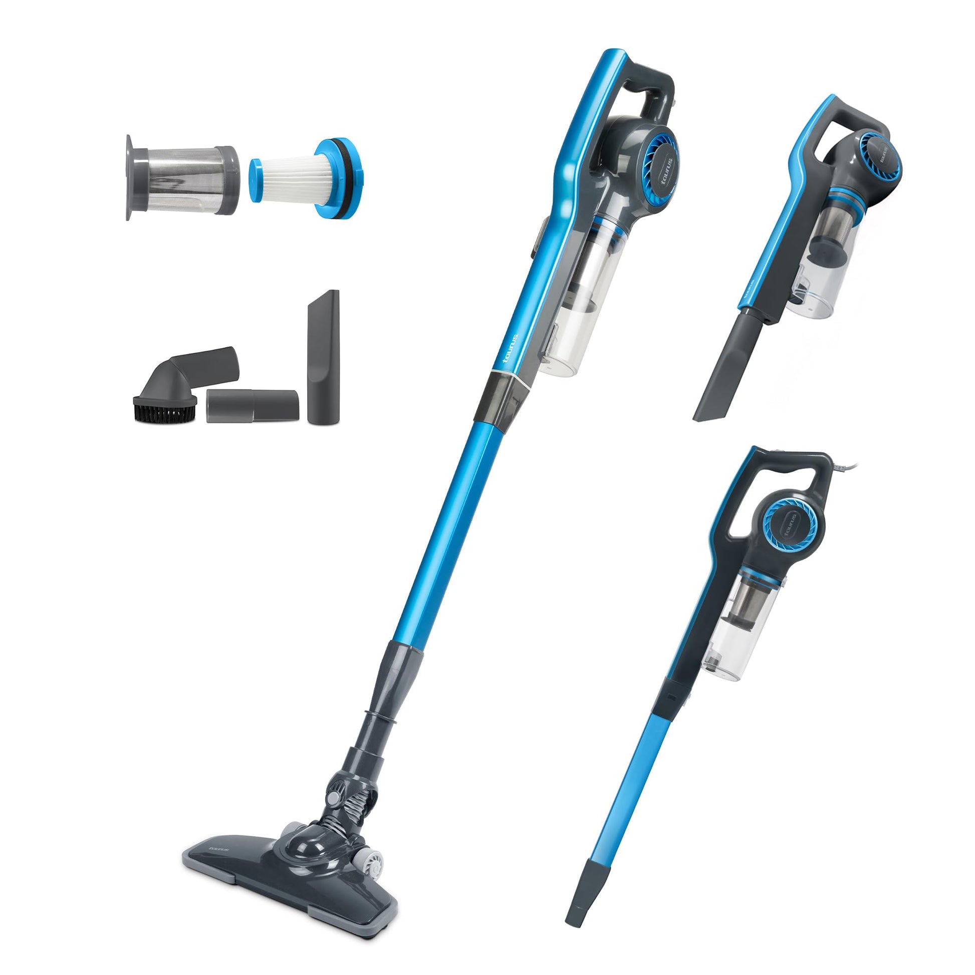 Taurus Liberty | Aspiradora Ciclónica 3 en 1 | Escoba + Mano + Esquinero | Filtro HEPA | Ultra Ligera 2.5 kg | 6 m de Cable | Limpieza Profunda sin Esfuerzo