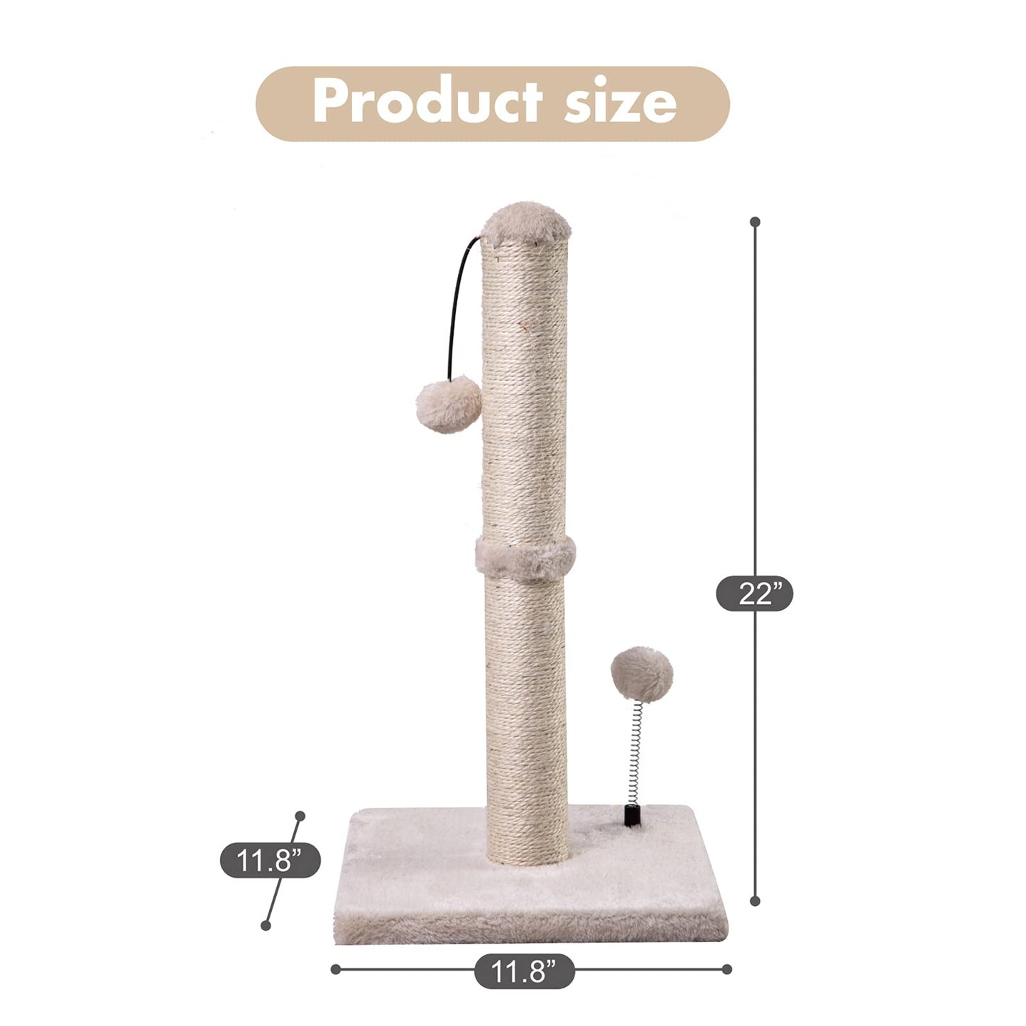 Rascador para Gatos Mecool Beige con Bola para Colgar