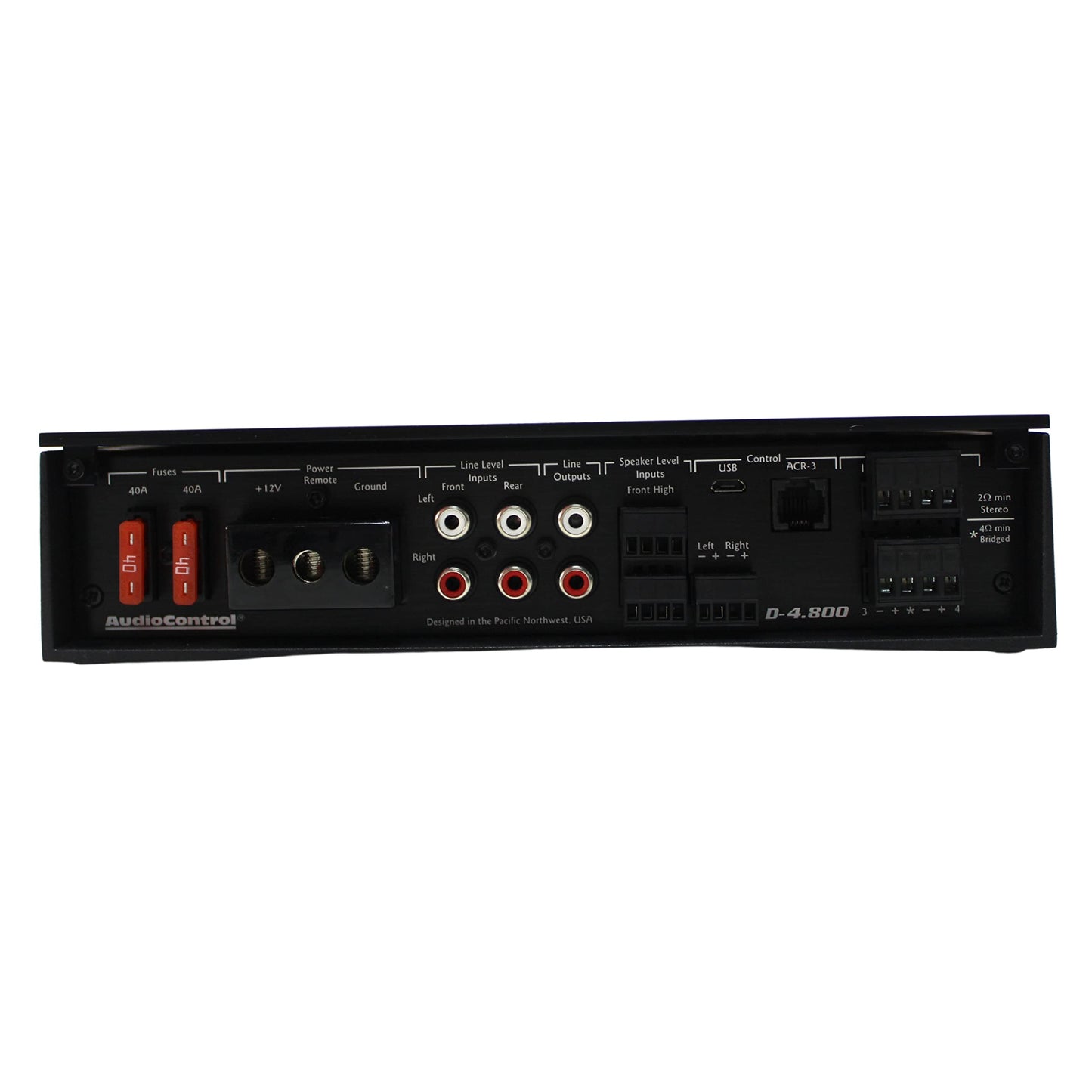AudioControl D-4.800 Amplificador de alta potencia de 4/3/2 canales con DSP y matriz