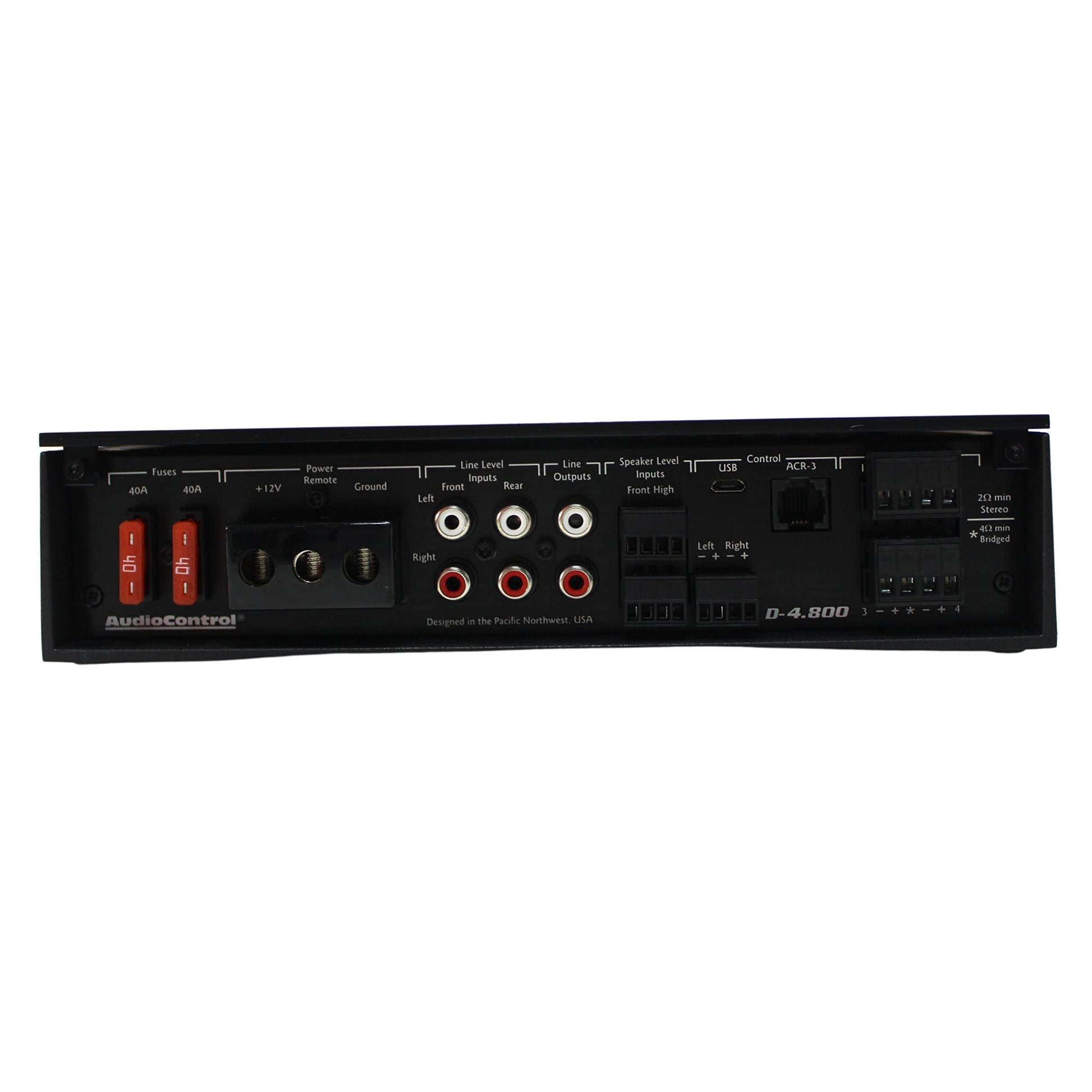 AudioControl D-4.800 Amplificador de alta potencia de 4/3/2 canales con DSP y matriz