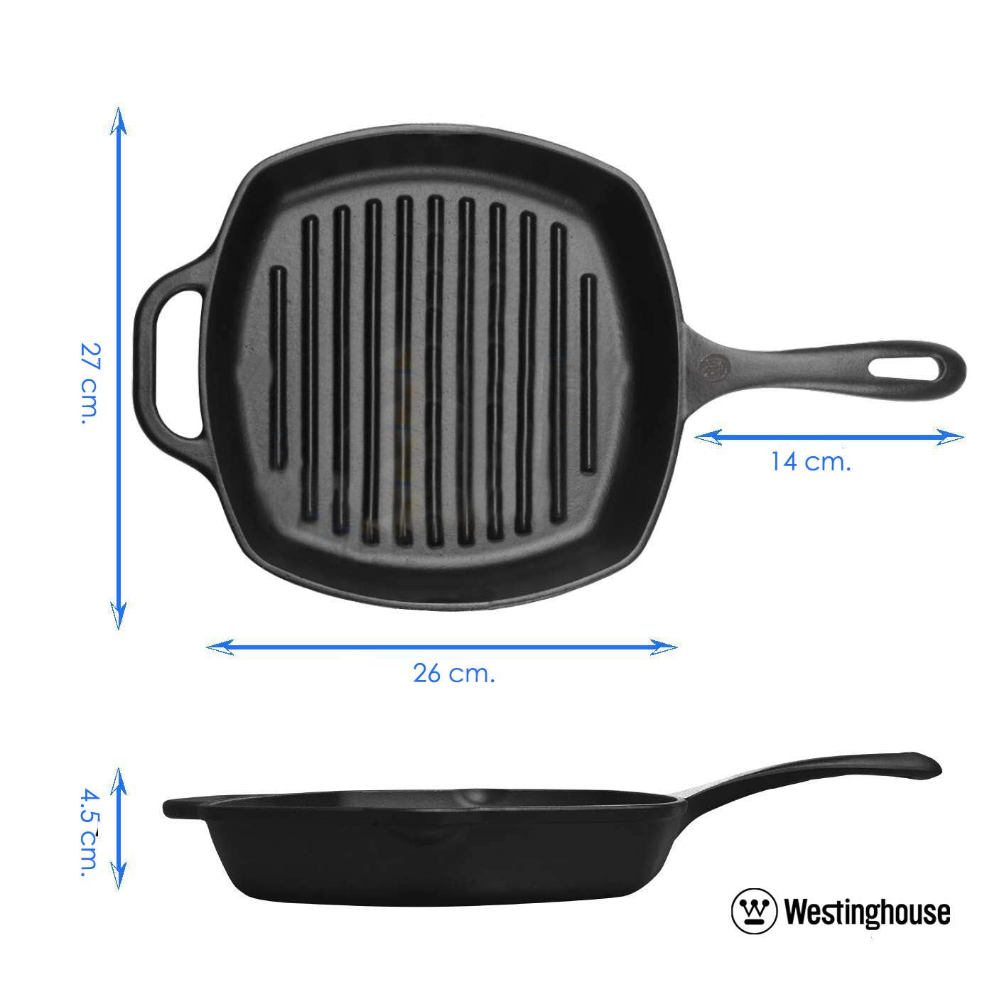 Sartén Grill de Hierro Forjado Westinghouse 24 cm Negro