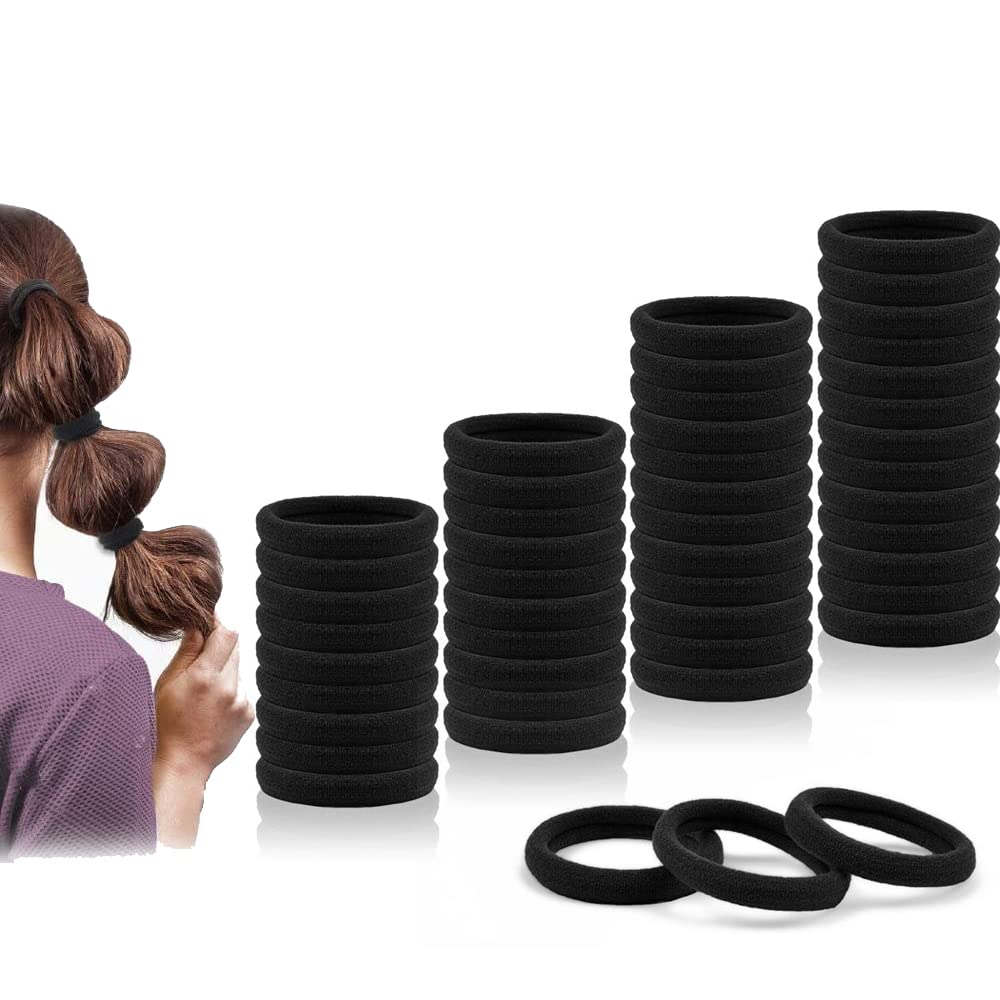 Ligas para Peinar el Cabello: Set de 100 Piezas, Altamente Elásticas, Ideales para Coletas y Peinados - Color Negro - para Niñas y Mujeres