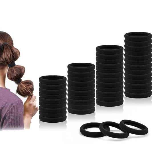 Ligas para Peinar el Cabello: Set de 100 Piezas, Altamente Elásticas, Ideales para Coletas y Peinados - Color Negro - para Niñas y Mujeres