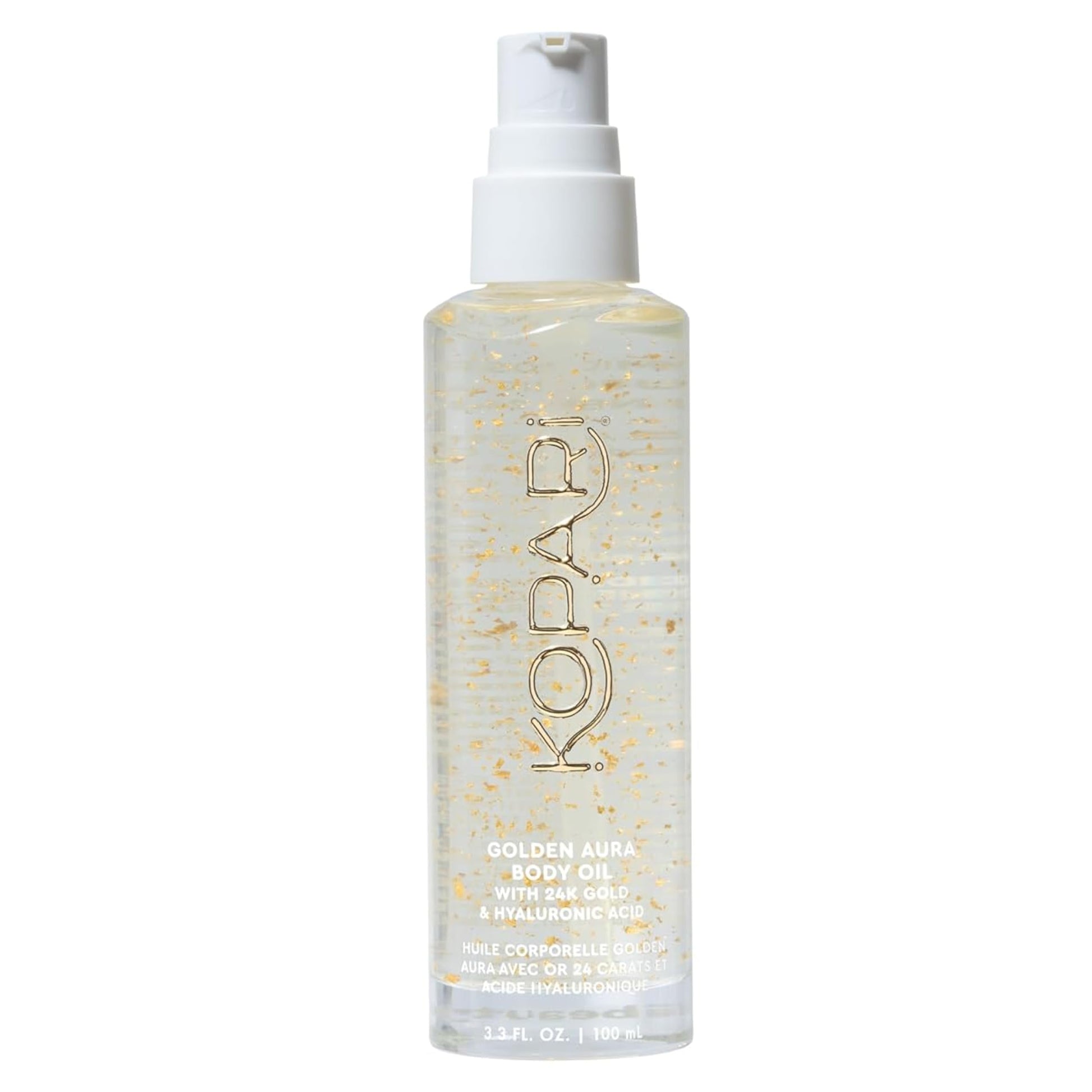 Kopari- Aceite corporal Golden Aura con oro de 24 quilates y ácido hialurónico: fórmula hidratante para una piel radiante, 3,3 oz