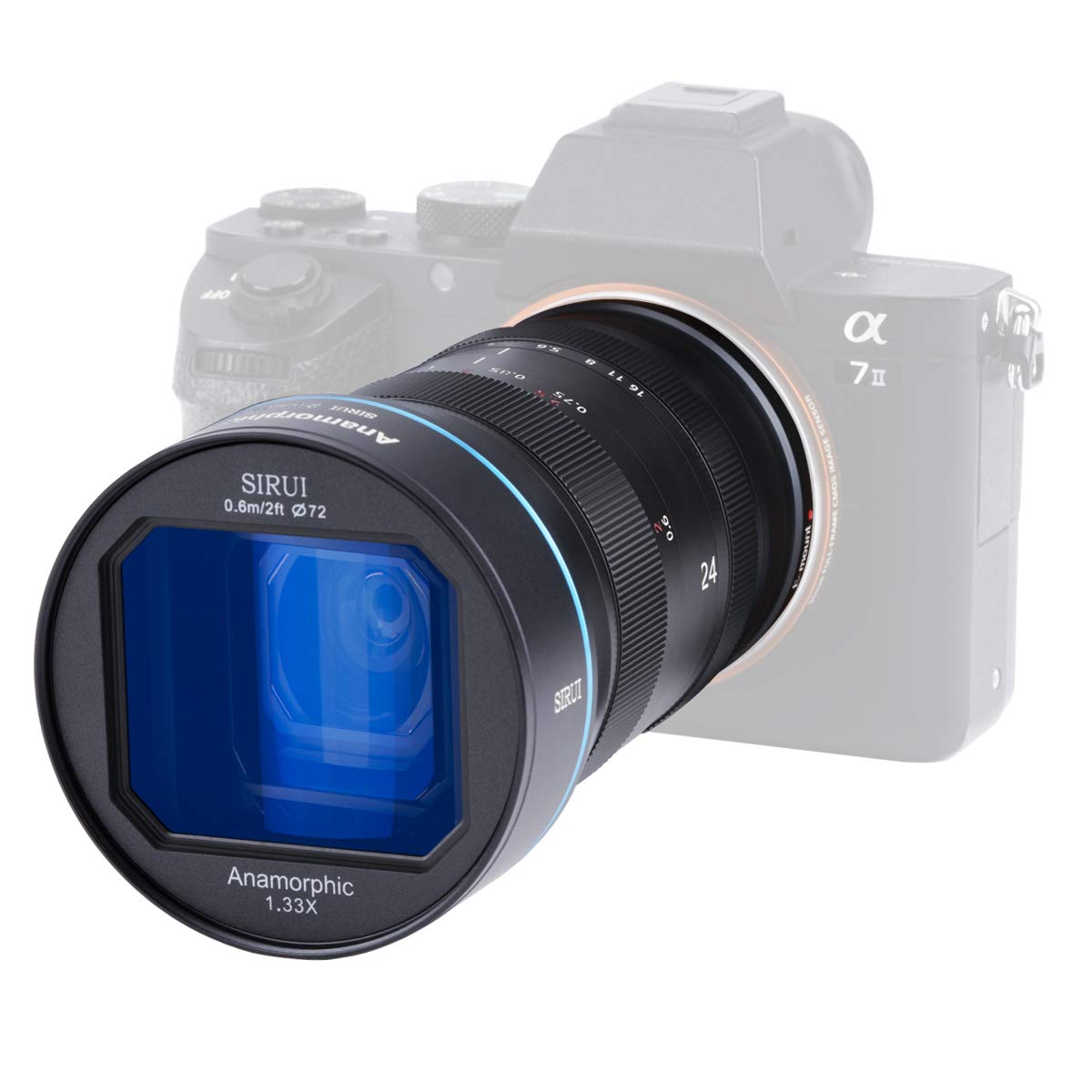 SIRUI Lente Anamórfica de 24 mm F2.8 1.33X APS-C Lente de cámara para Montaje MTT, Azul Flare