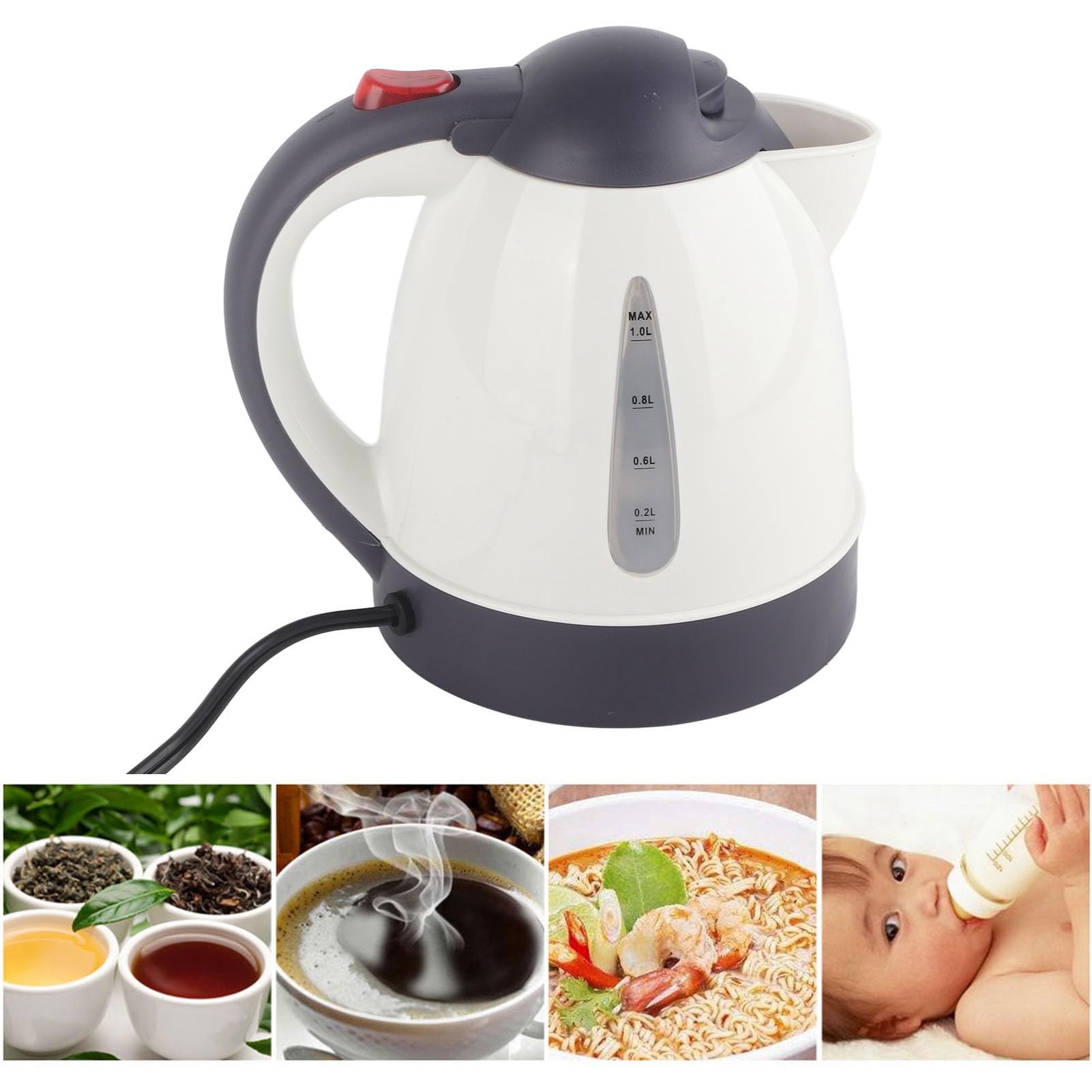 Hervidor Eléctrico Pequeño de Acero Inoxidable, Mini Calentador de Agua Portátil Caliente de Viaje Tetera de Caldera de Agua Caliente para Café del Té