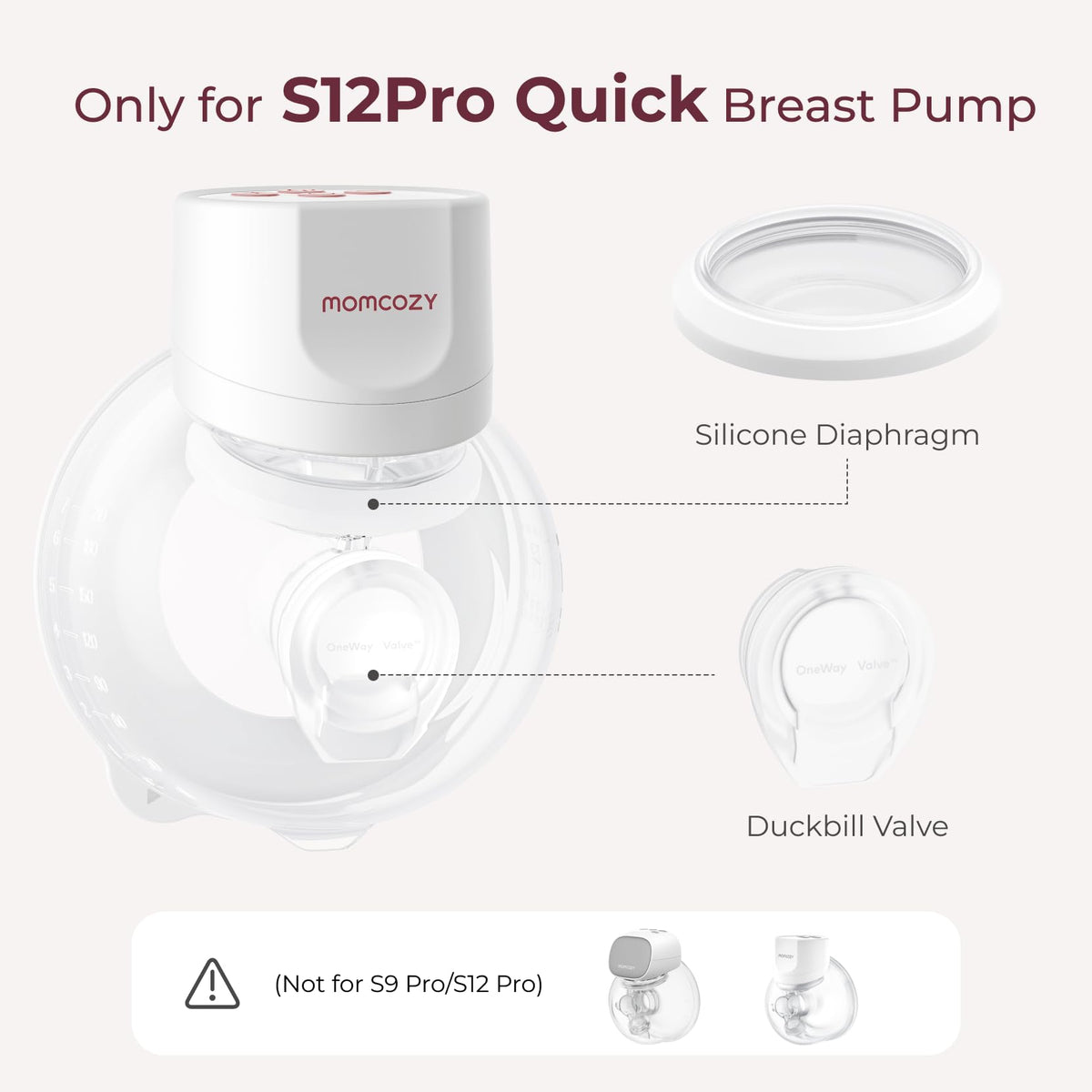 Momcozy S12 Pro - Reemplazo rápido, válvulas de pico de pato y diafragma de