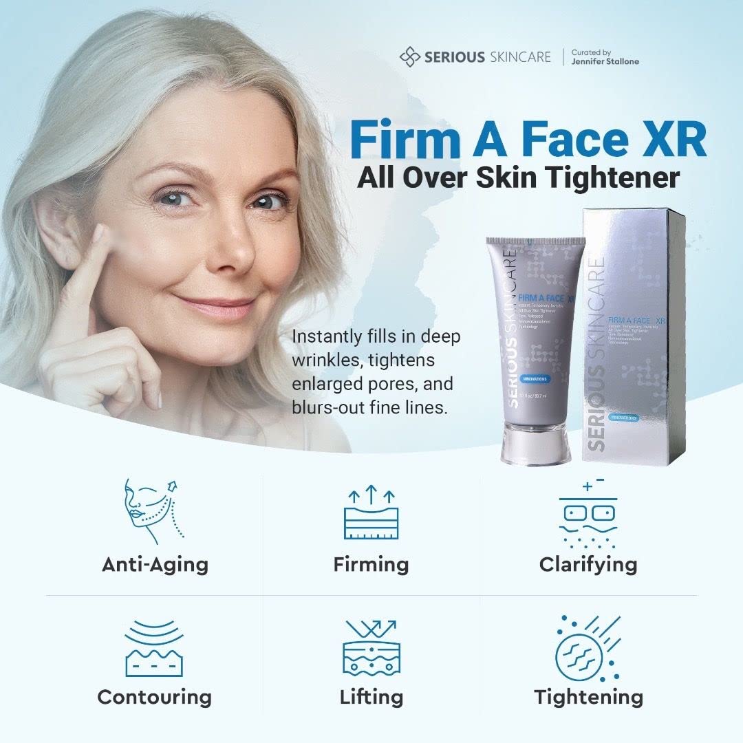 Firm A Face XR - Tensor temporal para toda la piel, cuidado serio de la piel, suaviza al instante la apariencia de arrugas profundas, líneas finas y poros ampliados, paquete de 2 unidades, (2) tubos de 3.2 onzas, liberación del tiempo