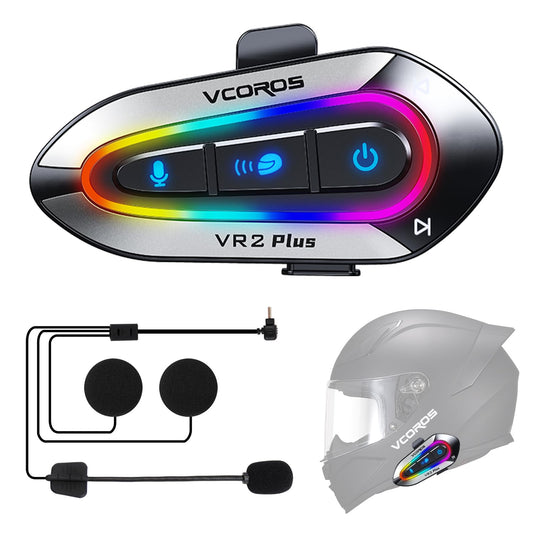 Auriculares para Casco VCOROS RGB con Intercomunicador Bidireccional y Resistencia al Agua