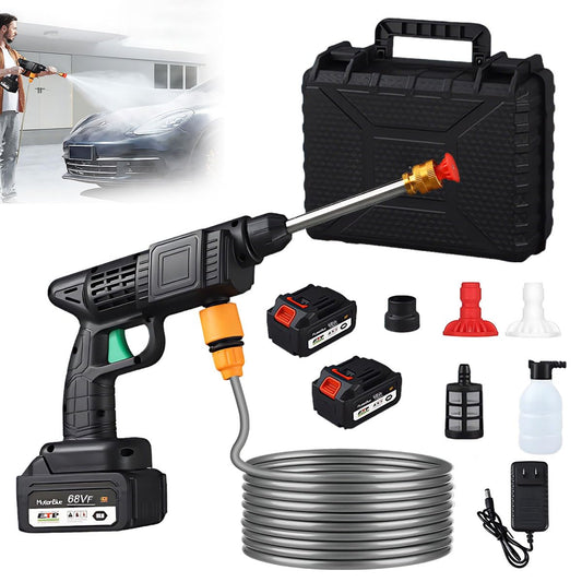 Pistola de Lavado Inalámbrica ADILIKADII Negra con Batería Dual y Hidrolavadora Portátil