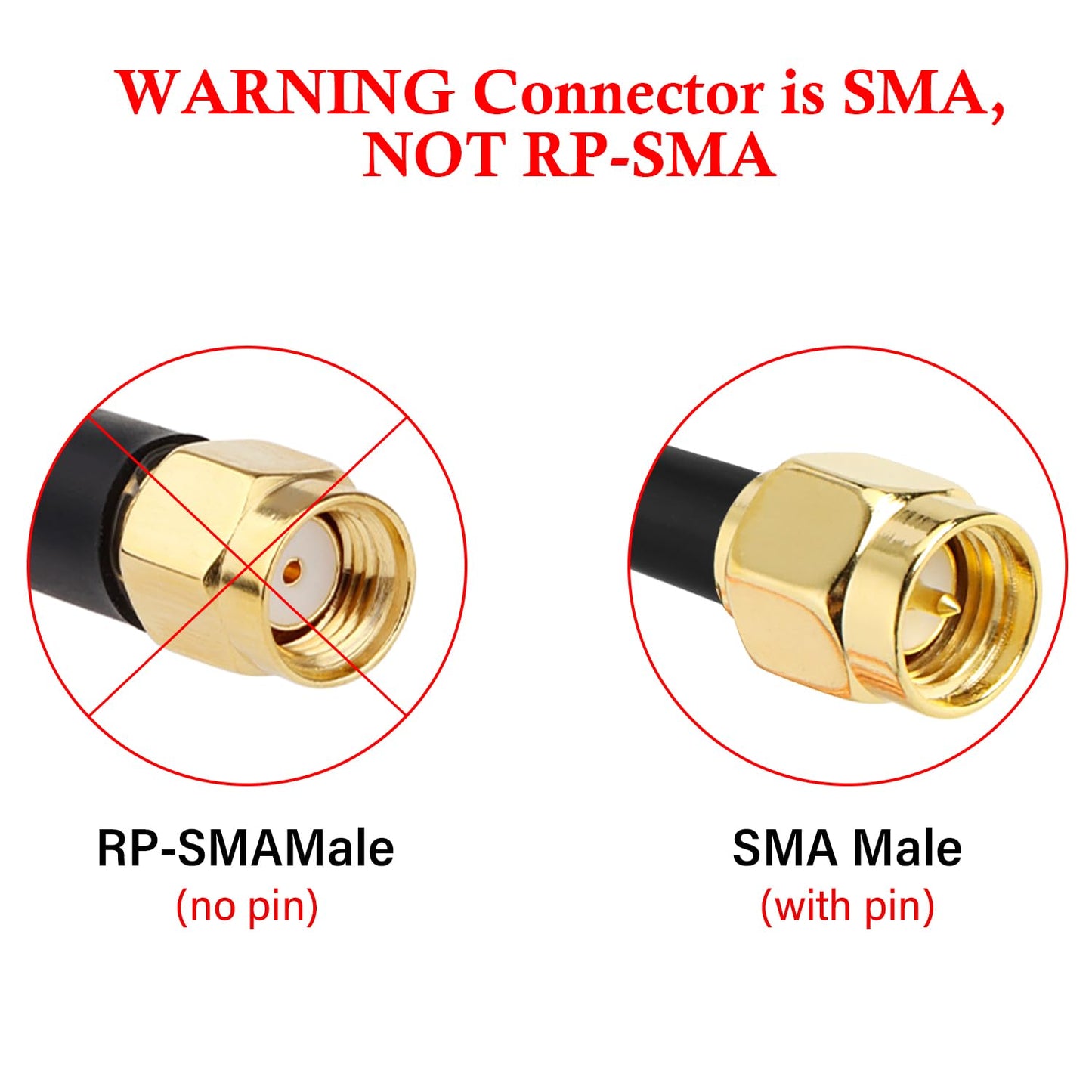 XRDS -RF Cable SMA macho a SMA macho 2 pies, Cable coaxial SMA RG316 Cable de extensión de antena SMA (2 piezas)