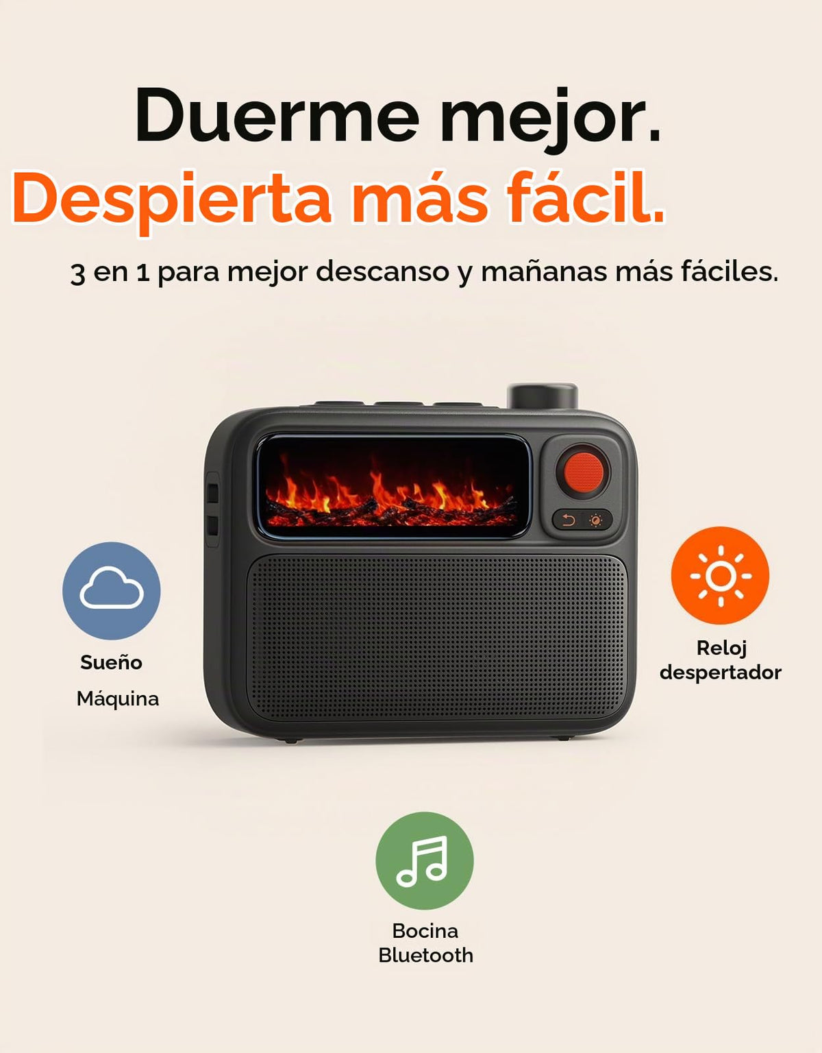 Máquina de Ruido Blanco Divoom Flowtoo Negro con Bocina Bluetooth y Despertador