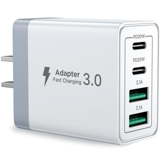 Cargador Tipo C Carga Rapida, Cargador iPhone USB C Cubo PD 40W 4-Puertos QC3.0 Rapido Adaptador Cuadro Cuadrito Charger para iPhone 16 Pro MAX 15 14 13 12 11 Samsung S24 Ultra S25 Xiaomi Huawei