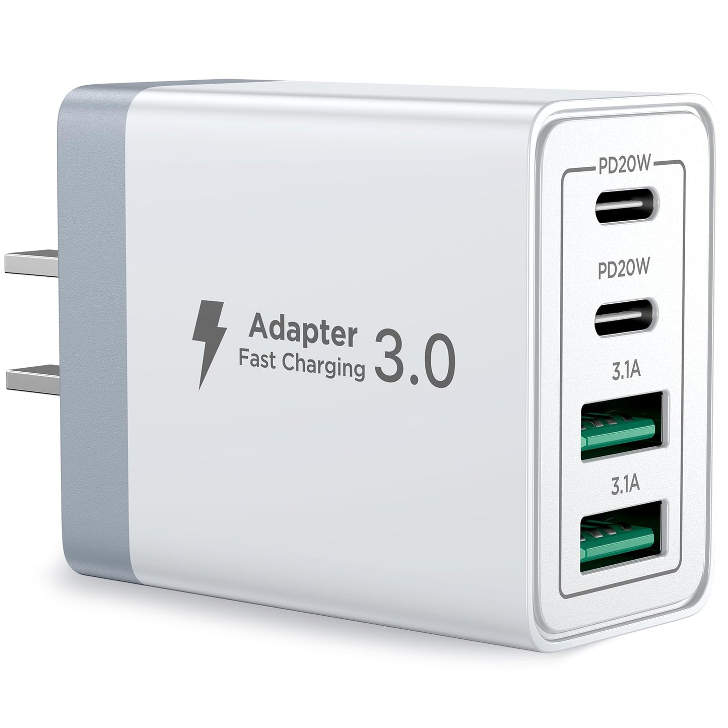Cargador Tipo C Carga Rapida, Cargador iPhone USB C Cubo PD 40W 4-Puertos QC3.0 Rapido Adaptador Cuadro Cuadrito Charger para iPhone 16 Pro MAX 15 14 13 12 11 Samsung S24 Ultra S25 Xiaomi Huawei