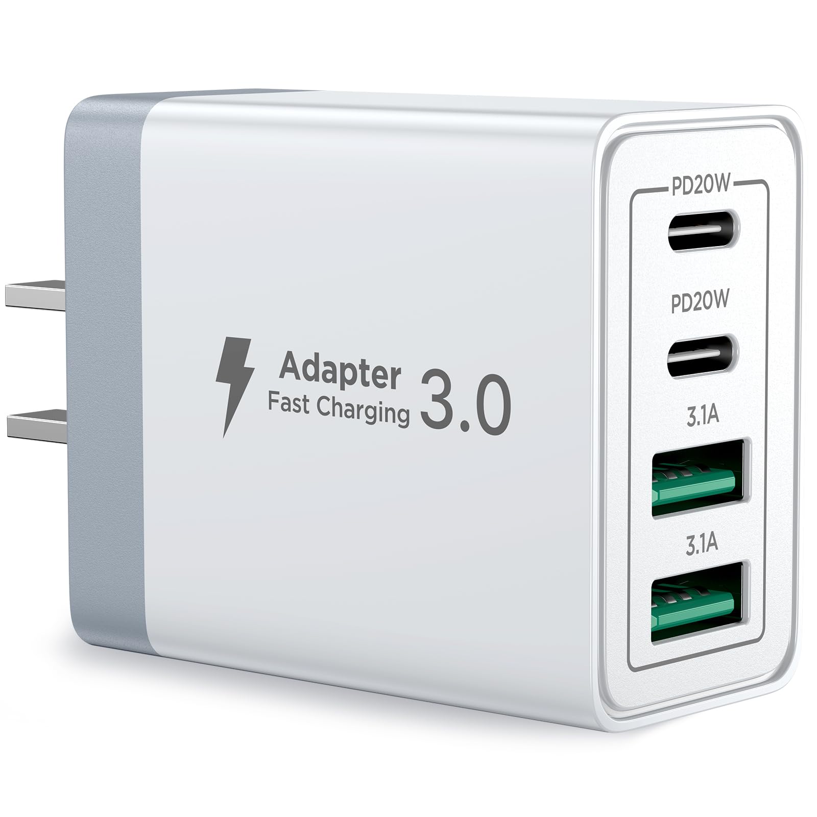 Cargador Tipo C Carga Rapida, Cargador iPhone USB C Cubo PD 40W 4-Puertos QC3.0 Rapido Adaptador Cuadro Cuadrito Charger para iPhone 16 Pro MAX 15 14 13 12 11 Samsung S24 Ultra S25 Xiaomi Huawei