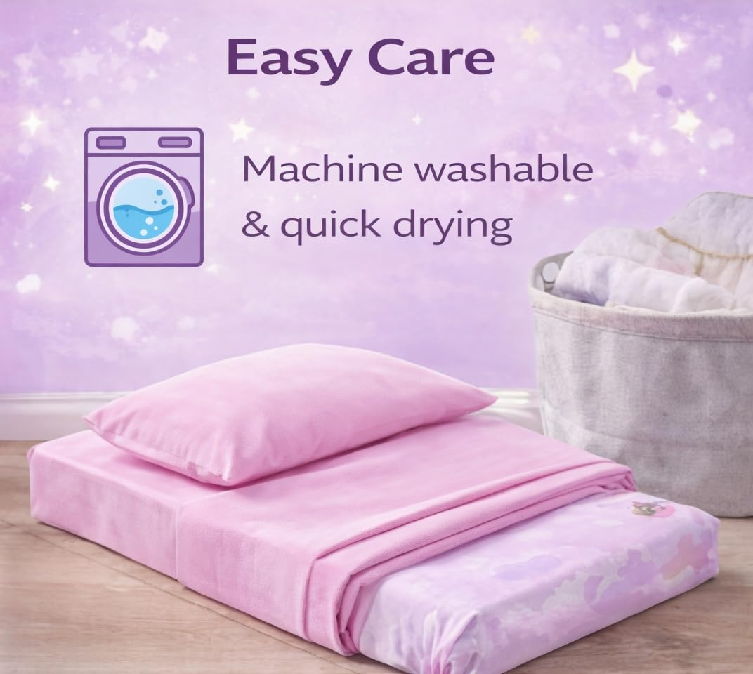 EVERYDAY KIDS - Juego de sábanas de 3 piezas para niños, ropa de cama de microfibra suave y transpirable, incluye una sábana encimera, una sábana bajera ajustable y una funda de almohada, color rosa