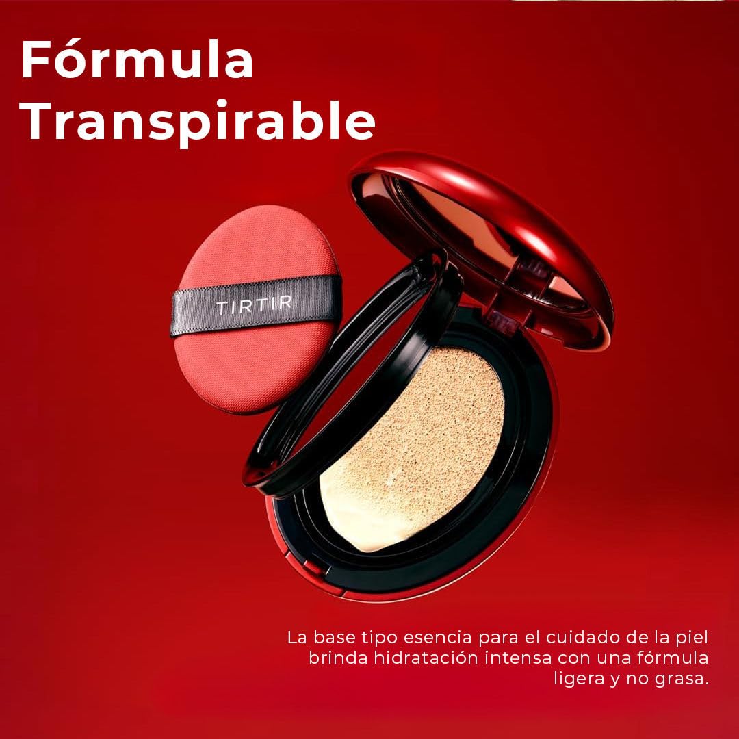 TIRTIR – Mask Fit Red Cushion 18 g – TONO 29N NATURAL BEIGE – Base de maquillaje de alta cobertura cushion – larga duración hasta 72 h – acabado satinado – ligera y transpirable