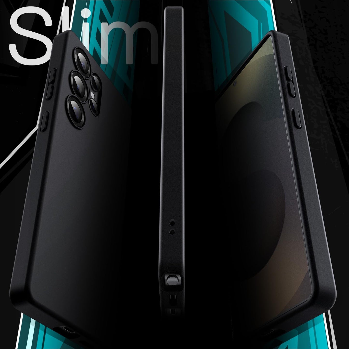 JETech Slim Ajuste Funda para Samsung Galaxy S25 Ultra 5G, Protección Completa Lente Cámara, Carcasa Protectora TPU Suave Delgada con Acabado Mate, Antigolpes (Negro Titanio)