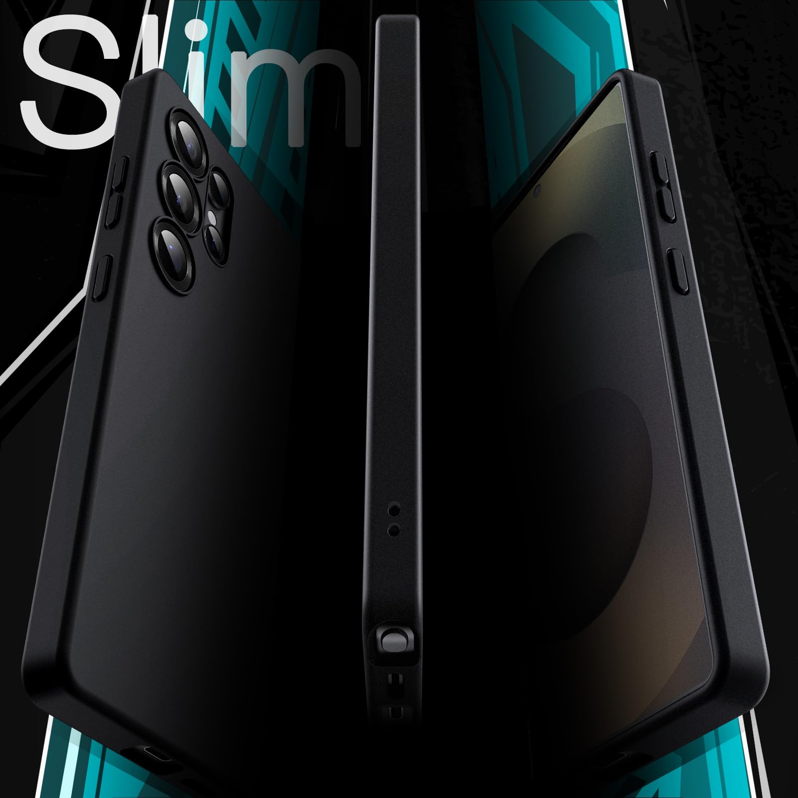 JETech Slim Ajuste Funda para Samsung Galaxy S25 Ultra 5G, Protección Completa Lente Cámara, Carcasa Protectora TPU Suave Delgada con Acabado Mate, Antigolpes (Negro Titanio)