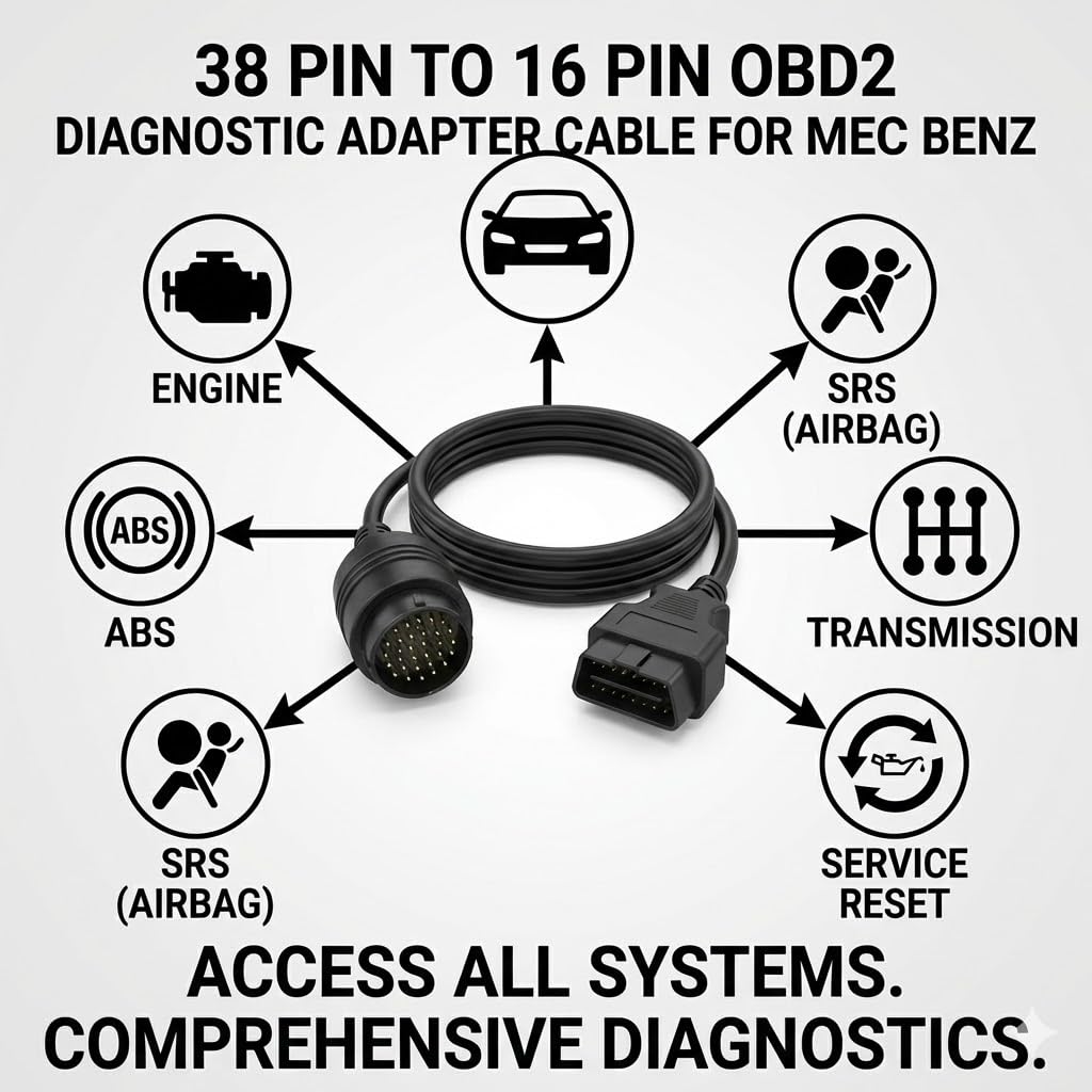 Cable Adaptador de Diagnóstico OBD2 BTBcoin 38 Pines a 16 Pines Mercedes Benz