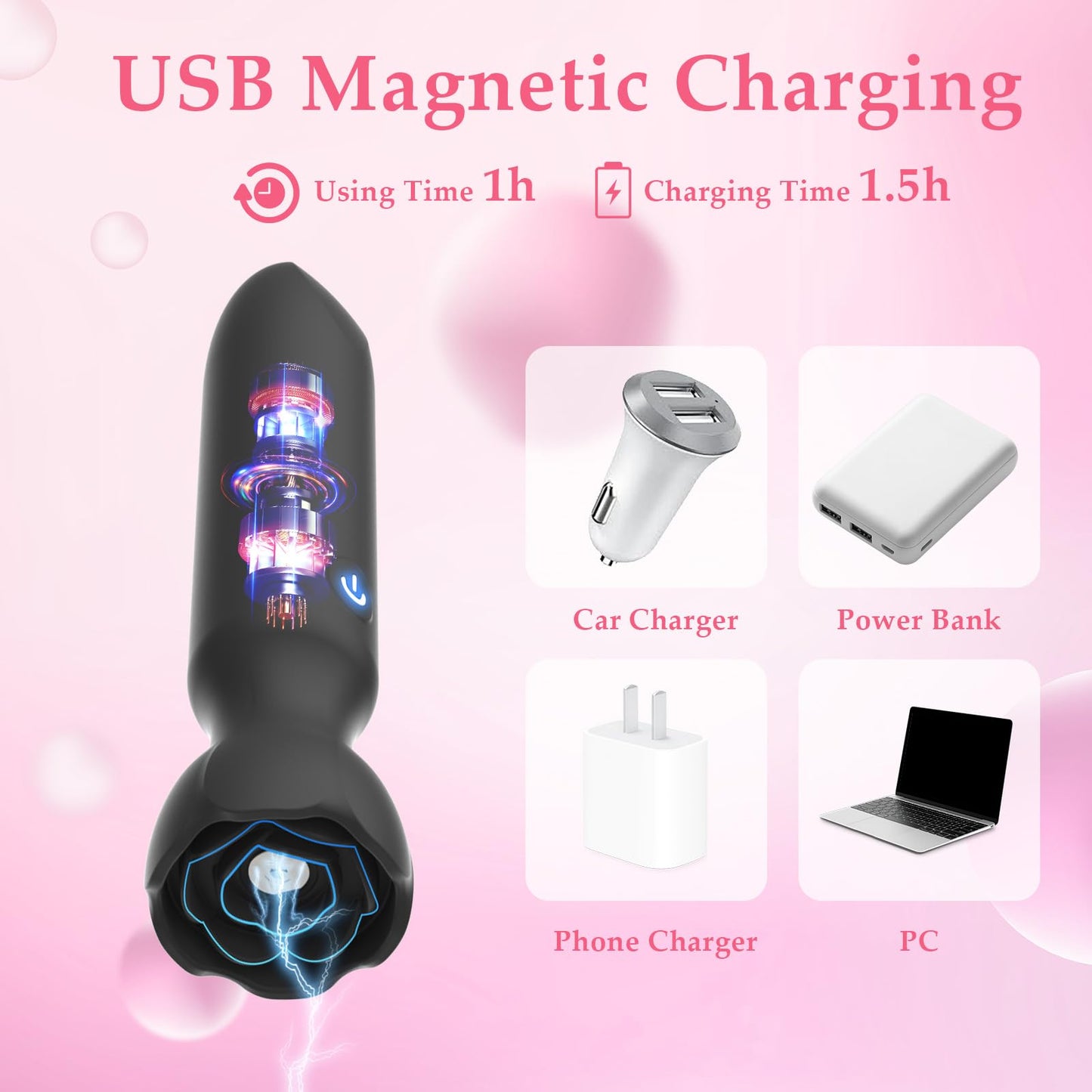 AXIVUX Mini Vibrador Bala Para Adultos: Vibradores Controlados Por App, Juguetes Sexuales Femeninos Con 9 Modos De Vibración, Consolador Con Efecto Lápiz Labial Para El Punto G Y El Clítoris, Vibrador