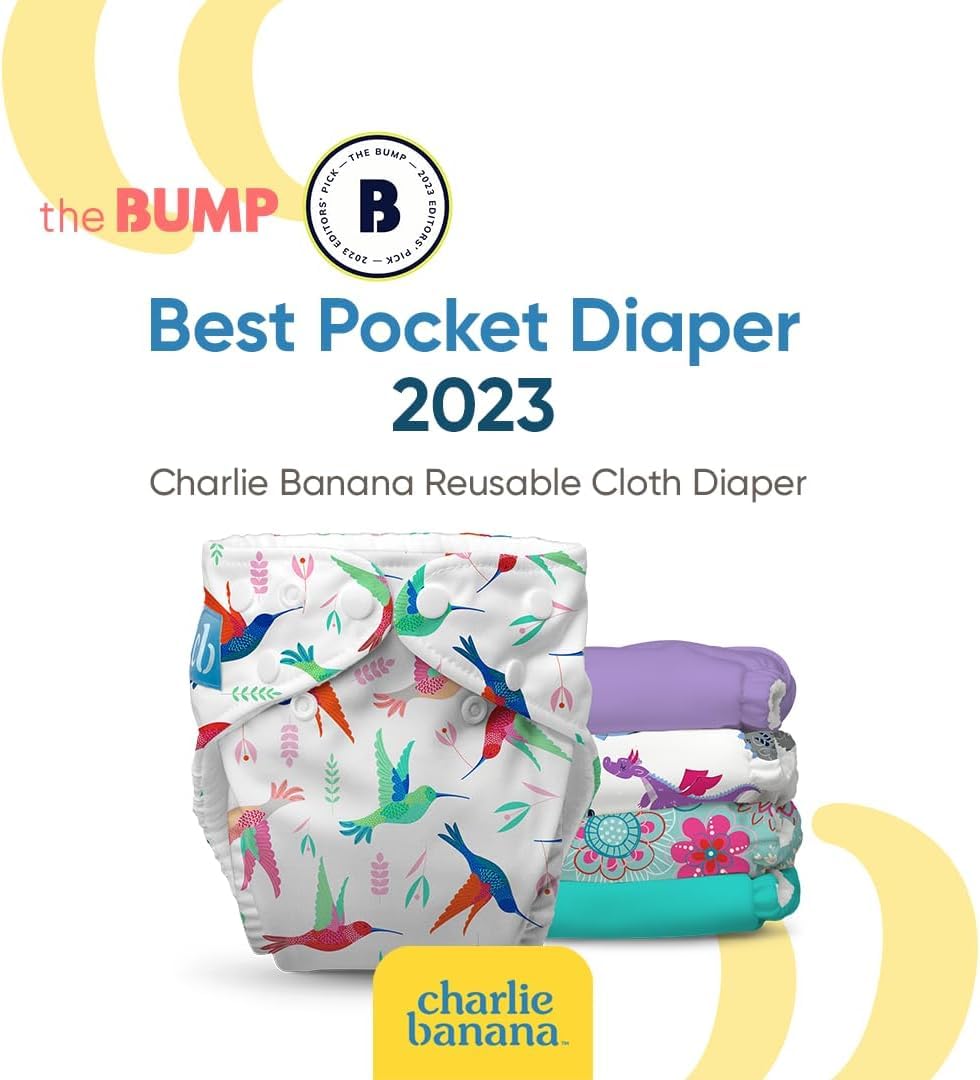 CHARLIE BANANA Pañales De Tela Reutilizables, Lavables, Ajustables, Talla Única, Para Bebés Y Niños Pequeños, Con Insertos Absorbentes, Paquete De 5