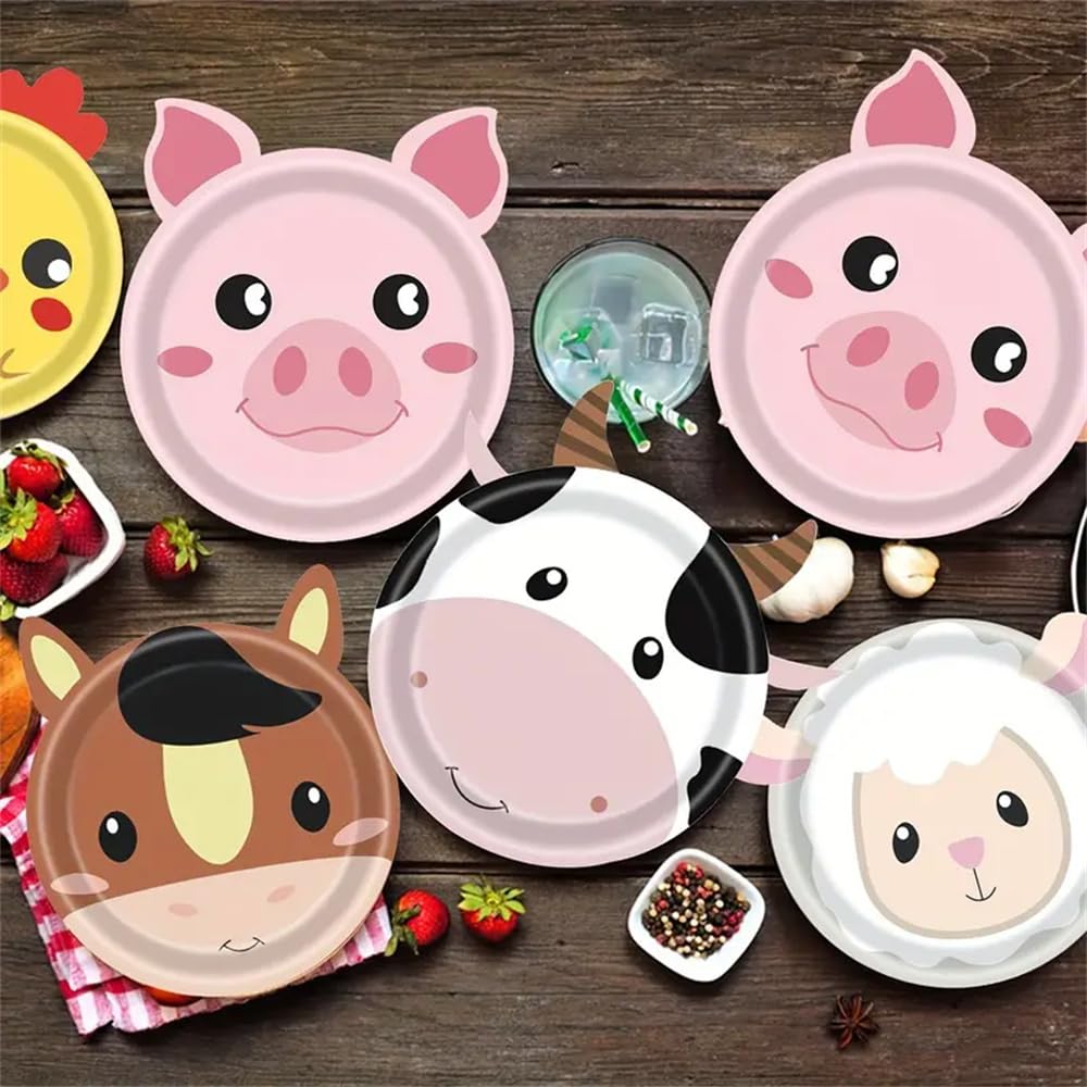 Platos de Papel para Fiestas con Animales de Granja para Cumpleaños y Baby Shower