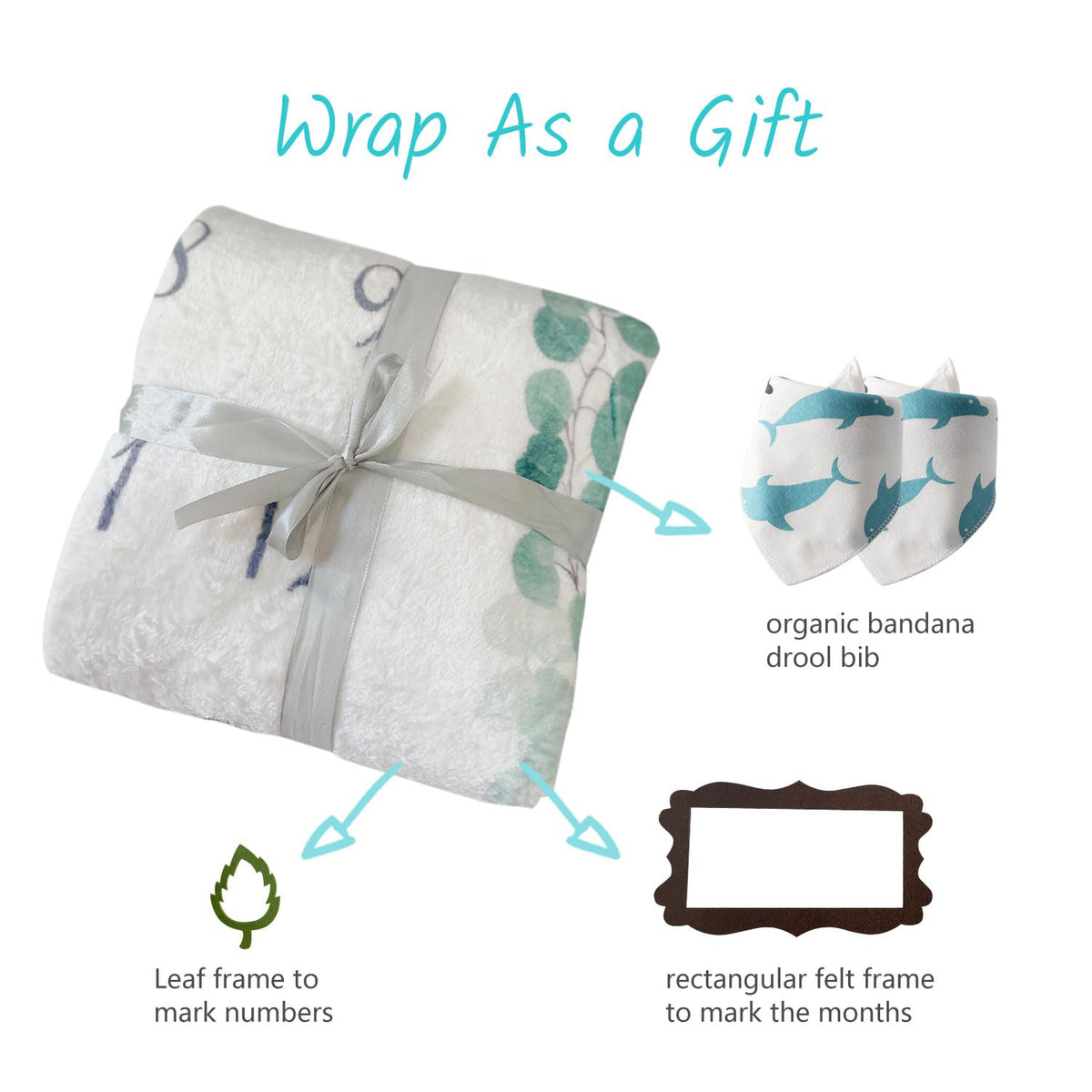 Vlokup - Manta para bebé con diseño de hito para niños y niñas, manta de franela de primera calidad para fotografía de fondo, corona neutra de hoja verde bohemia..