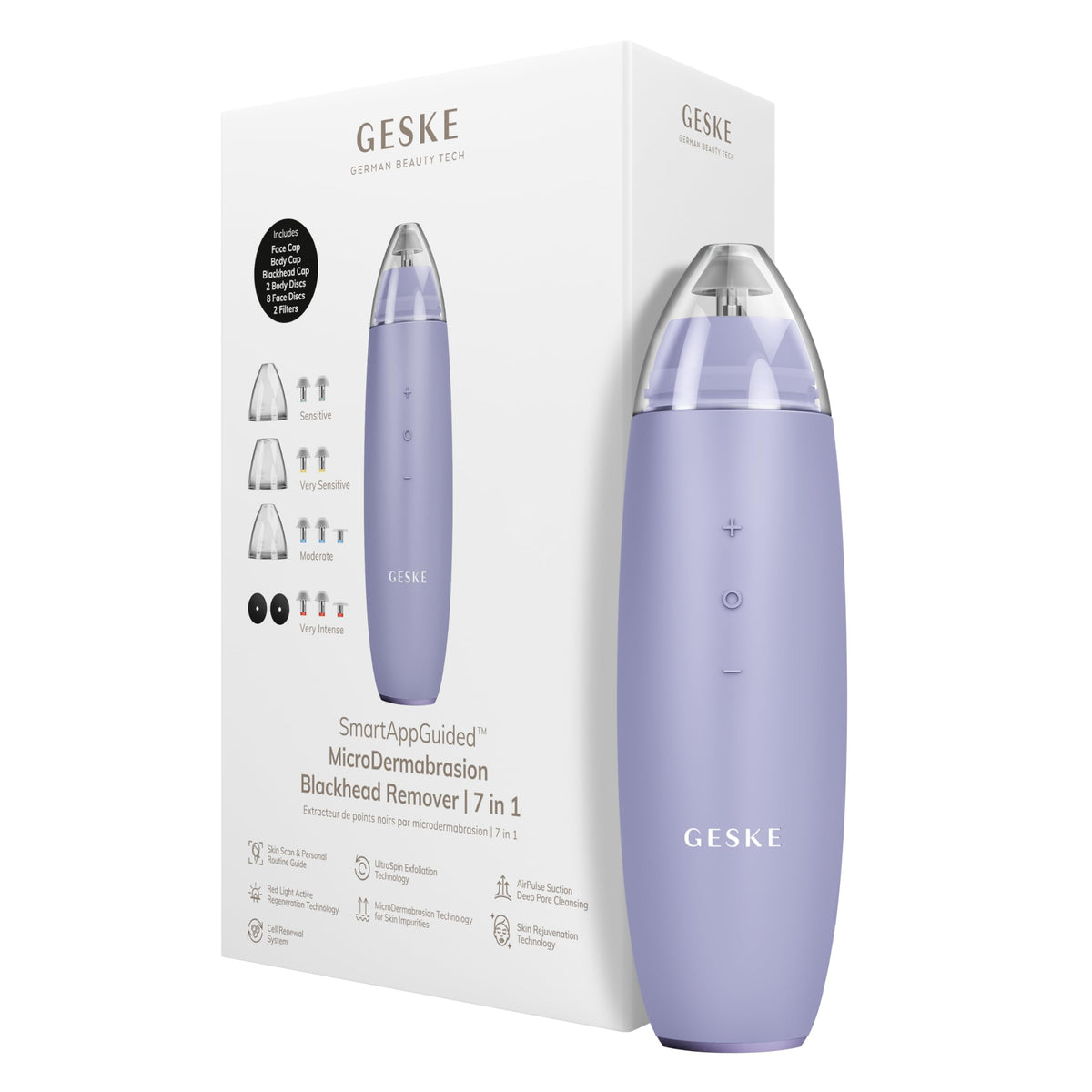 GESKE | SmartAppGuided™ MicroDermabrasion Blackhead Remover | Eliminador de puntos negros 7 en 1 | Limpiador de poros eléctrico | limpieza al vacío innovadora | herramientas de belleza