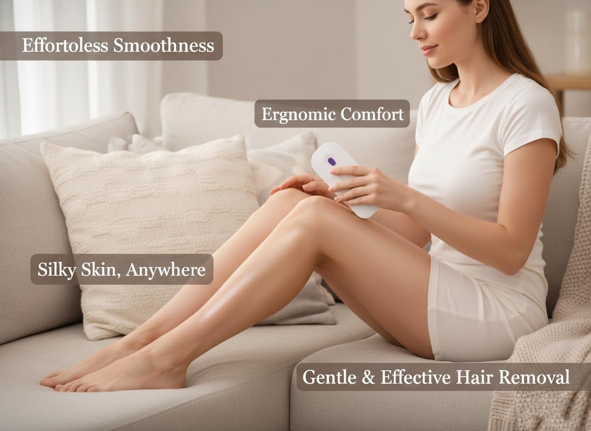 Generic Depiladora láser recargable para mujeres, depilación suave al tacto, afeitadora instantánea sin dolor, tecnología de luz con sensor (blanca, caja mediana-C)