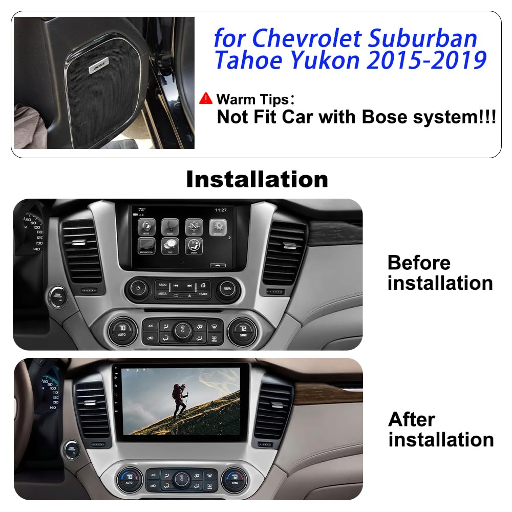 Solvitek - Radio de coche de 10.1 pulgadas para Chevy Suburban Tahoe Yukon 2015-2019