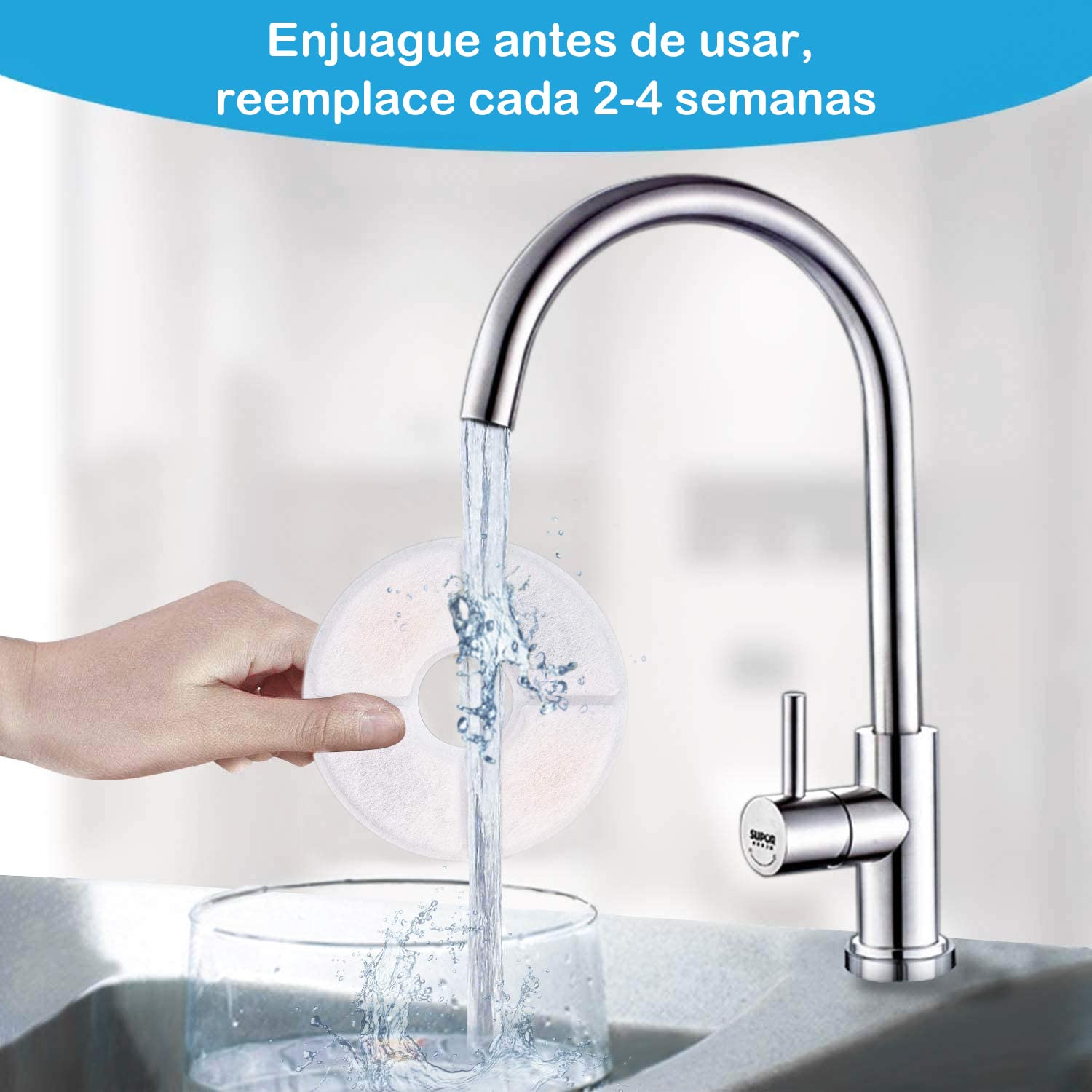KAMYSEN 4 filtros de repuesto de carbono para flores de mascotas，Filtro para fuente de agua para gatos, Triple Action Fountain Filter，ayuda a aumentar el consumo de agua y mantener a las mascotas saludables, Round Filters 4 Pack