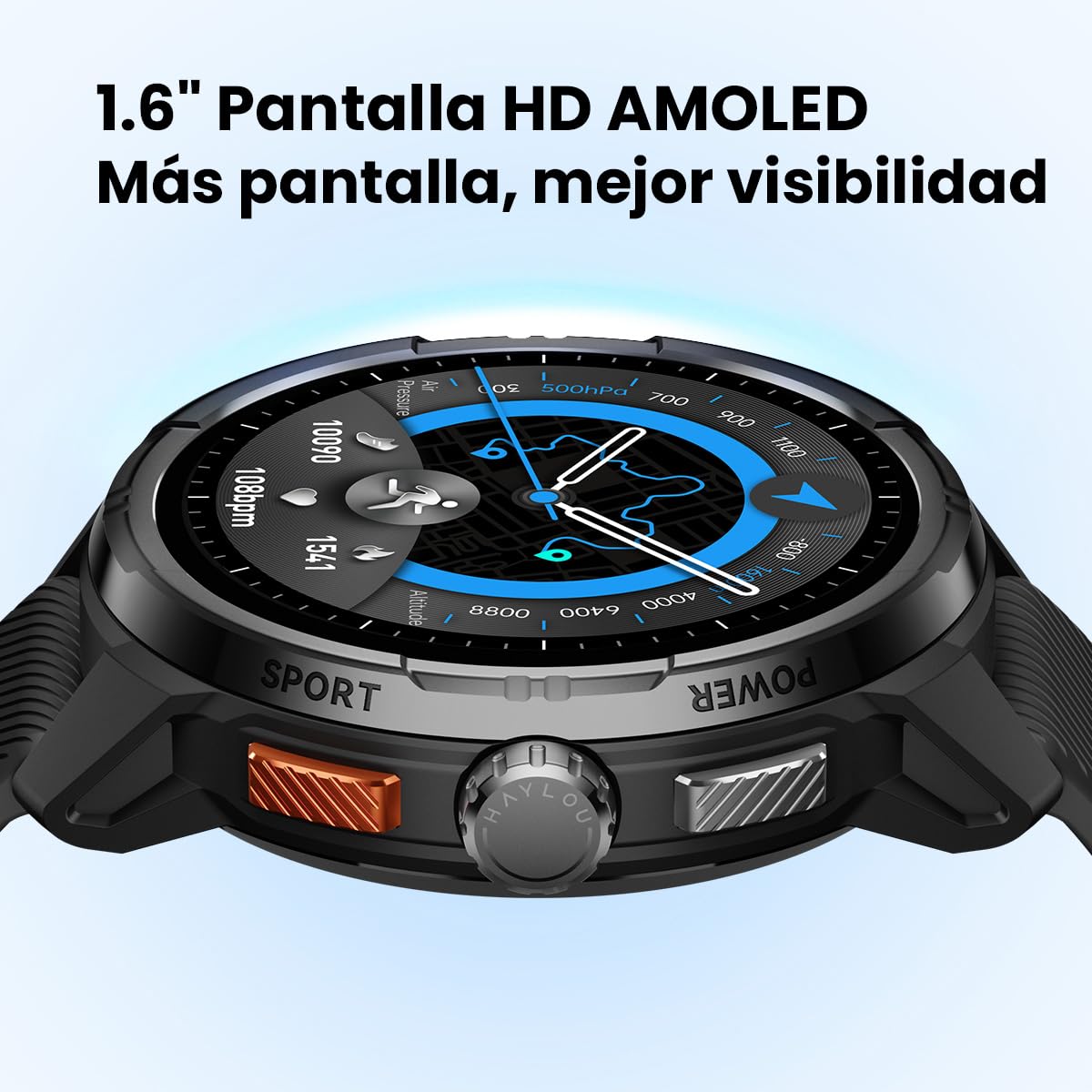 Smartwatch AMOLED HAYLOU Solar Ultra GPS Negro 170+ Deportes para Hombre y Mujer
