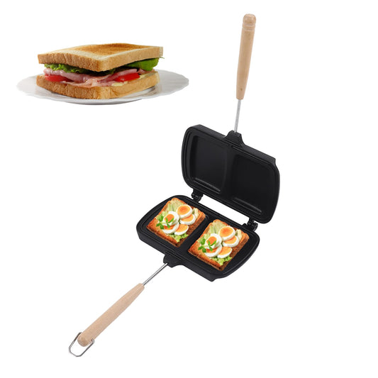 CHICIRIS Sandwichera Estufa, 2 Compartimentos Sanwichera con Mango Desmontable, Antiadherente Parrilla Sandwicherao para Tostada, Pan, Tortilla