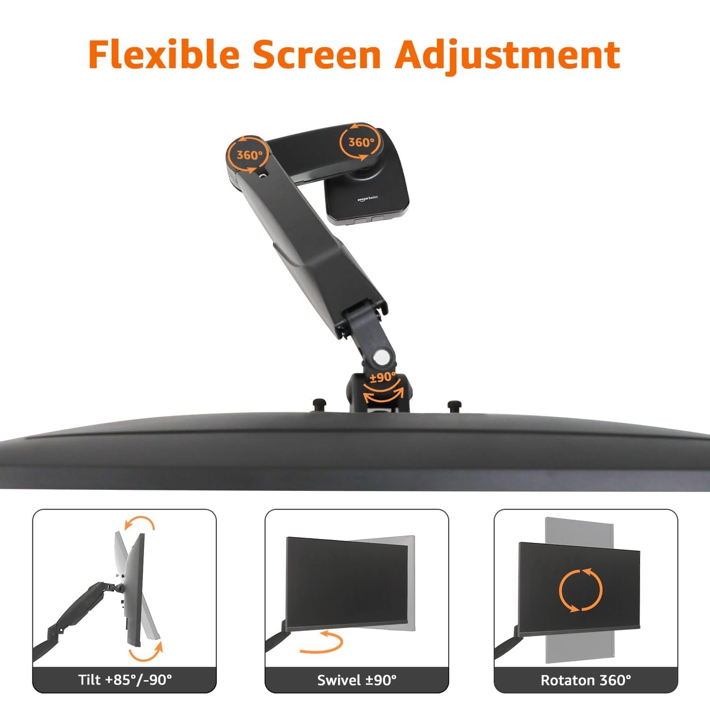 Soporte Ajustable para Monitor Amazon Basics Negro con Resorte de Gas hasta 27 Pulgadas