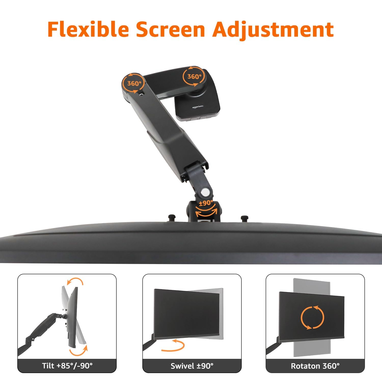 Soporte Ajustable para Monitor Amazon Basics Negro con Resorte de Gas hasta 27 Pulgadas