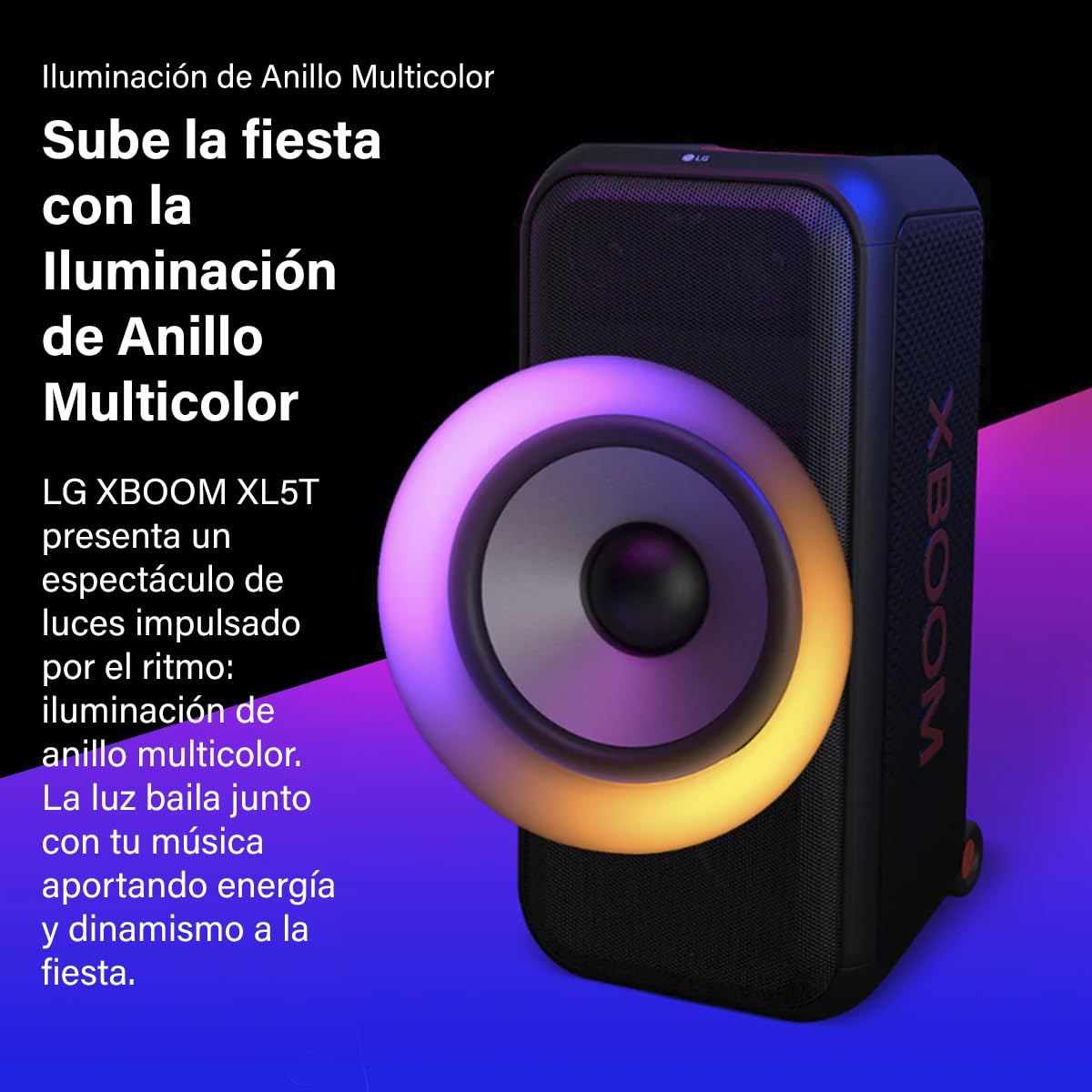LG XBOOM XL5T Nuevo Modelo 2025 Sistema de Audio con iluminación Multicolor 200W 2.1ch