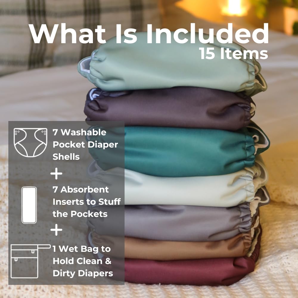 Nora's Nursery - Pañales de tela ajustables AWJ | Paquete de 7 | Impermeable