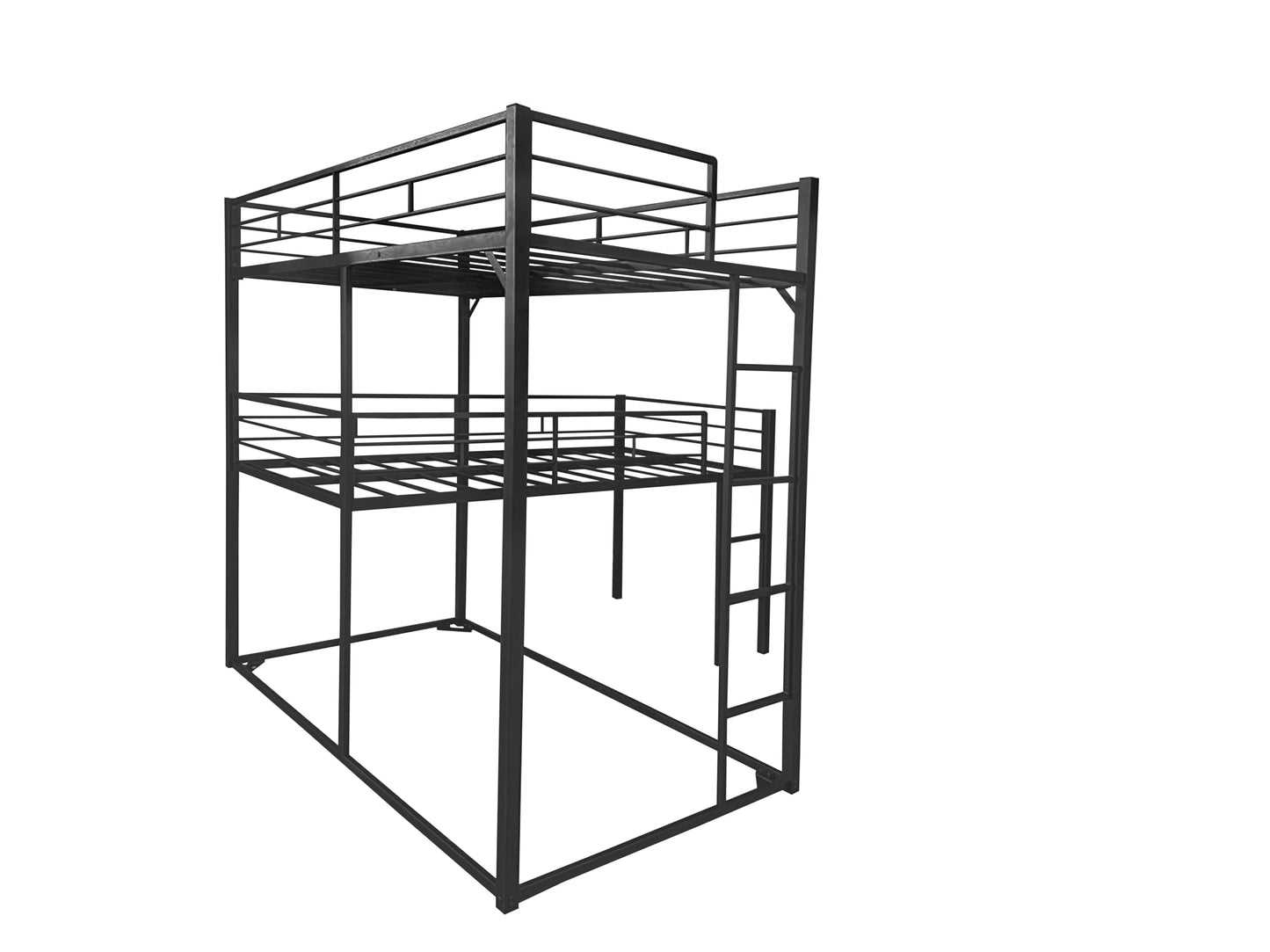 PVWIIK - Litera Triple con Escalera integrada y barandillas de Longitud Completa para 4 niños, litera de Metal en Forma de L, diseño de Ahorro de Espacio, no Necesita somier, Color Negro