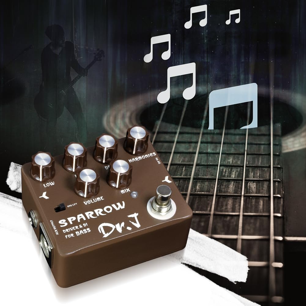 Pedal de Bajo JOYO Overdrive Mic'd Tube Amplificador Simulador Integrado DI XLR Dr.J Series
