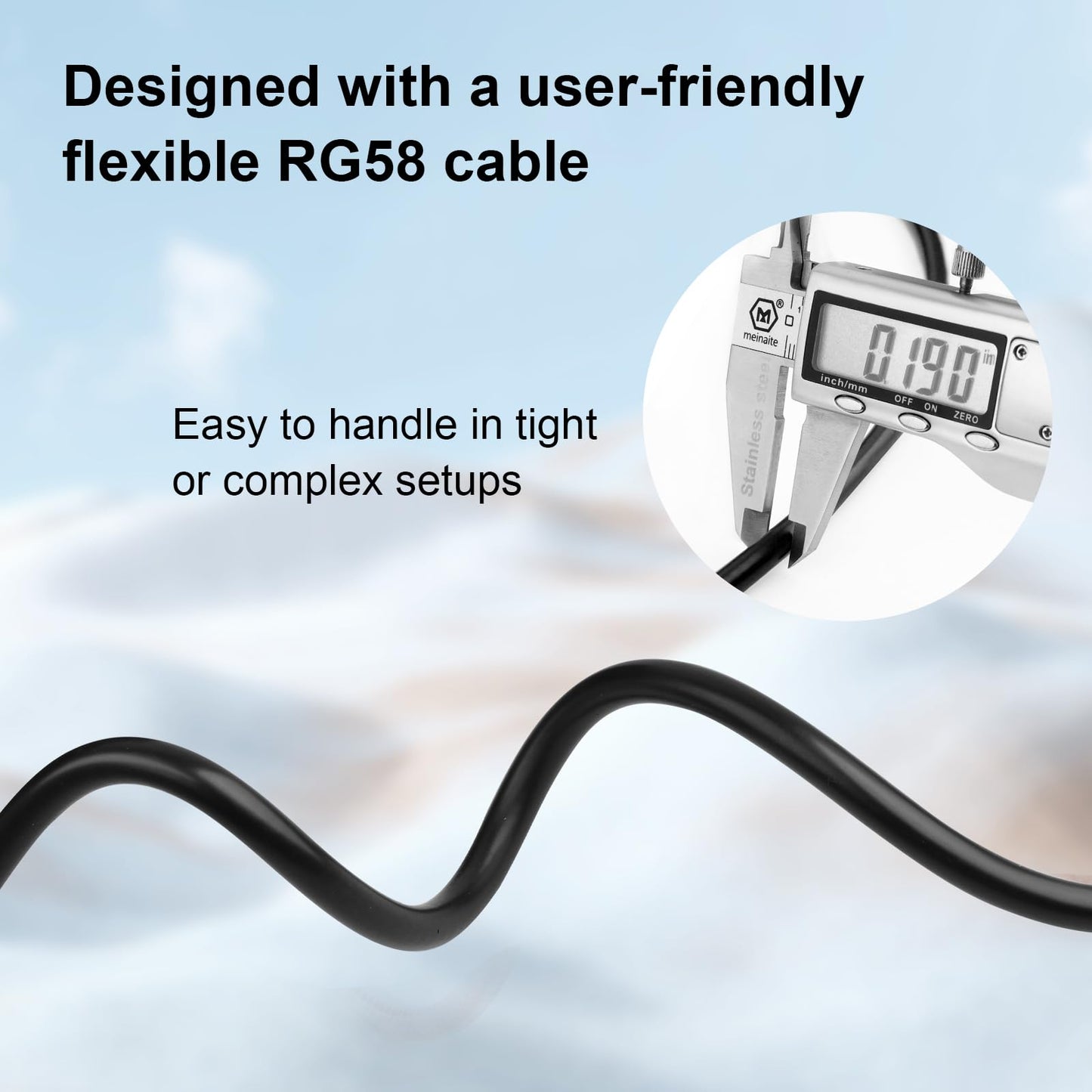 XRDS -RF RG58 Cable Coaxial CB 15.24 m, 50 Ohm con Conectores Macho UHF PL-259 – Cable Coaxial Flexible y Duradero para Radio CB, Radio Ham, Antena, Medidor SWR, SDR