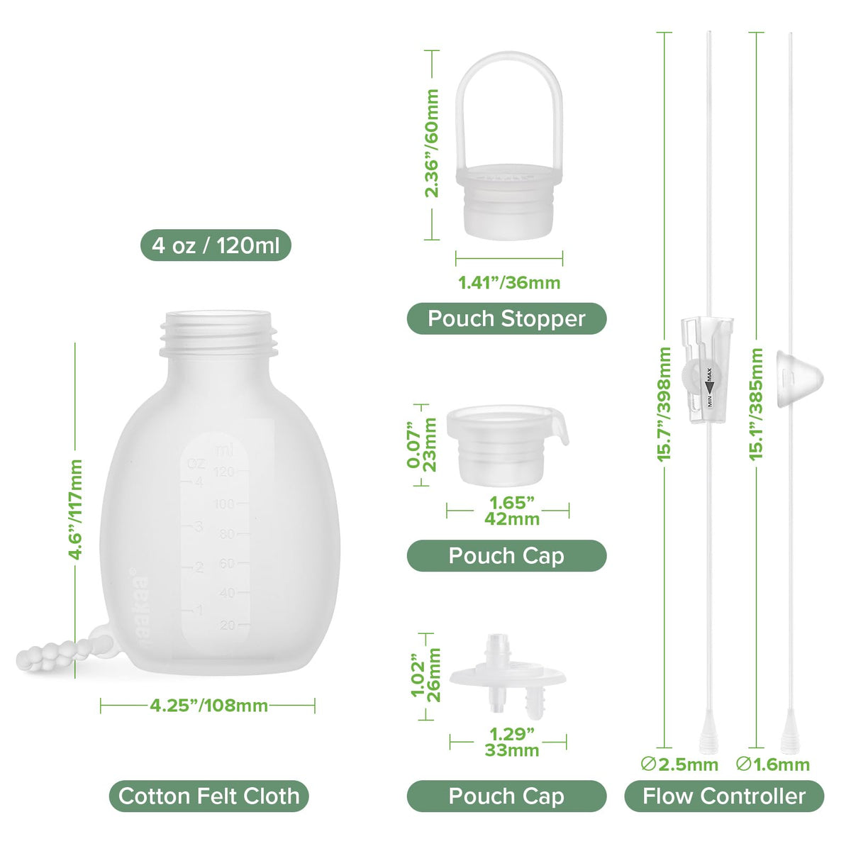 haakaa Set de Tubo y Bolsa para Alimentación Suplementaria, Sistema de Lactancia Suplementaria para Bebés, Sistema de Lactancia SNS, Silicona de Grado Alimenticio, Nuevo Diseño Mejorado con Control de