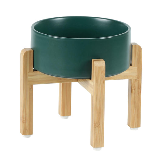 Havniva - Juego de cuencos elevados de cerámica para perros con soporte, tazón elevado para alimentos y agua para perros de raza media, platos para perros con peso, tazón para mascotas (7.3 pulgadas,