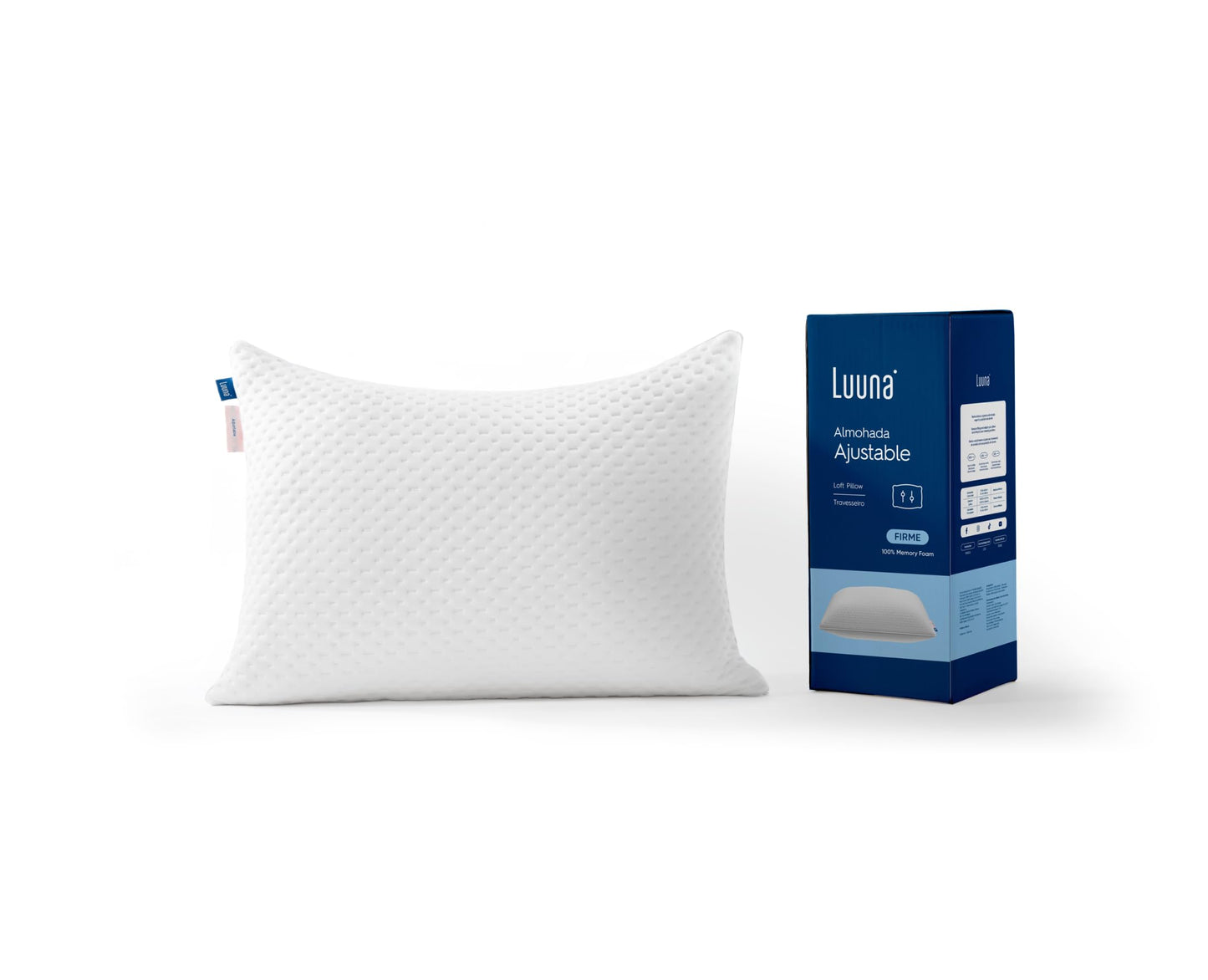 Luuna Almohada Ajustable Firme, 4 Pack, Tamaño Estándar 64x46 cm, Memory Foam, Funda Lavable, Suavidad y Frescura Garantizada para tu Descanso, Paquete de 2 Almohadas