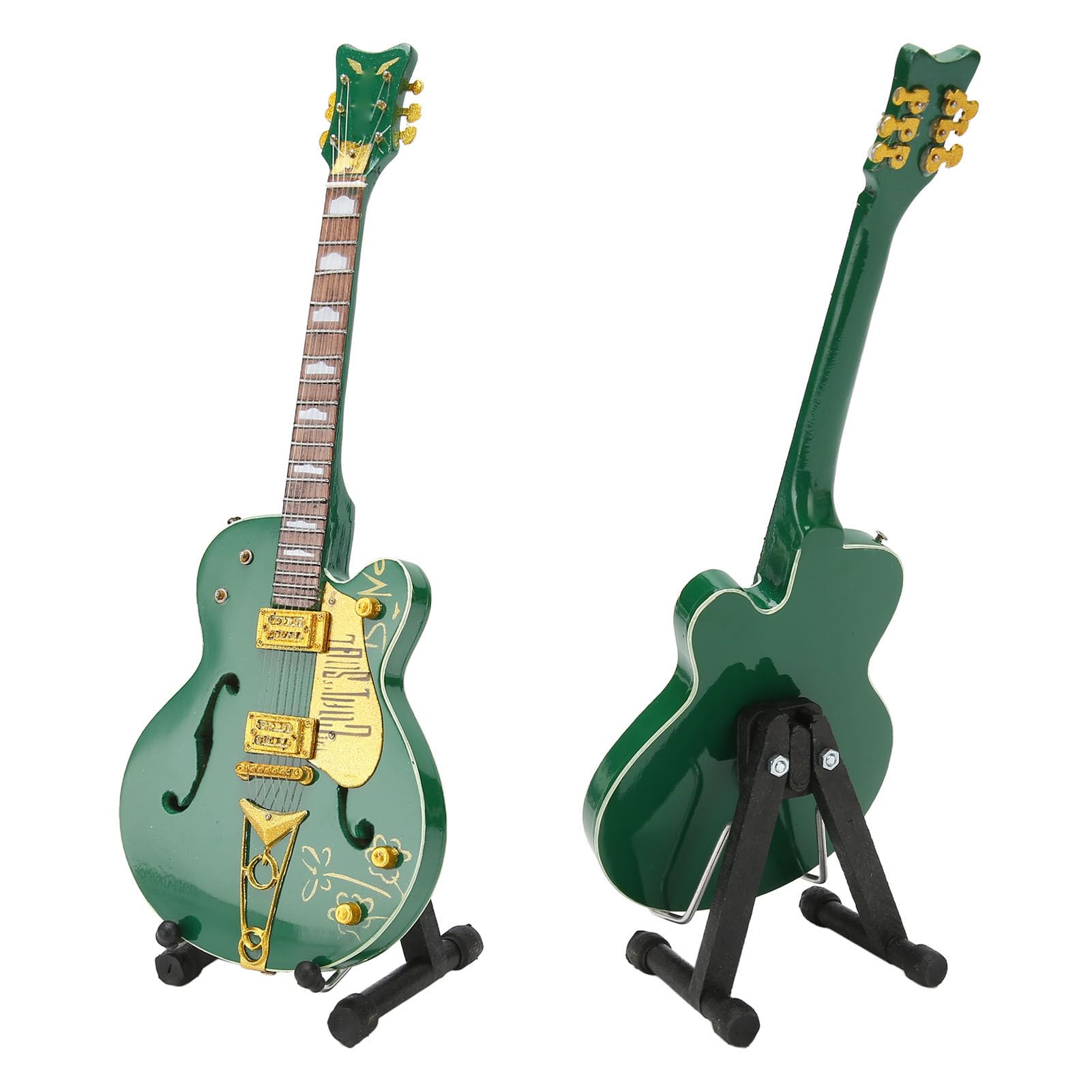 Guitarra Eléctrica de Madera con Estuche y Soporte, Decoración del Hogar Elegante, Réplica Musical para Colección y