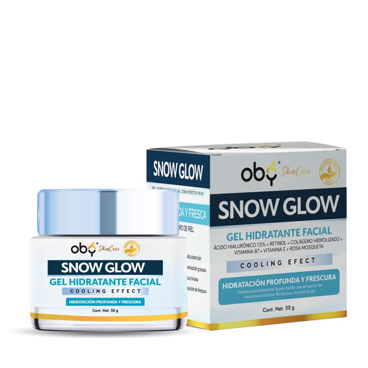 Oby Gel Hidratante Facial Con Acido Hialuronico, Rosa Mosqueta, Retinol, Vitamina E, Colageno, Vitamina B7. Efecto Frio | Oby Snow Glow Skin Care
