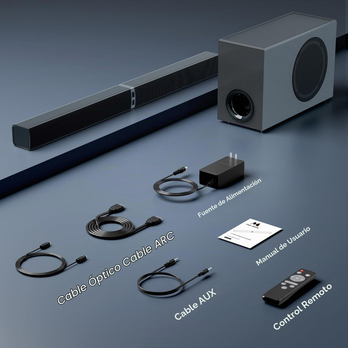Barra de Sonido MZEIBO Negra 120 W con Subwoofer y Bluetooth 5.3 para Smart TV Surround Sound Sistema de Cine en Casa