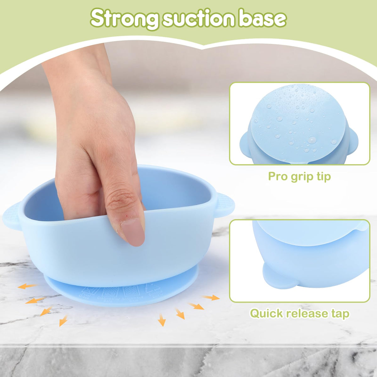 Wesketch Paquete De 2 Tazones De Acero Inoxidable Para Bebé Con Ventosa De Silicona Antideslizante Extraíble, Recipiente Antiescaldaduras Para La Alimentación Del Bebé. Incluye Tenedores Y Cucharas, A