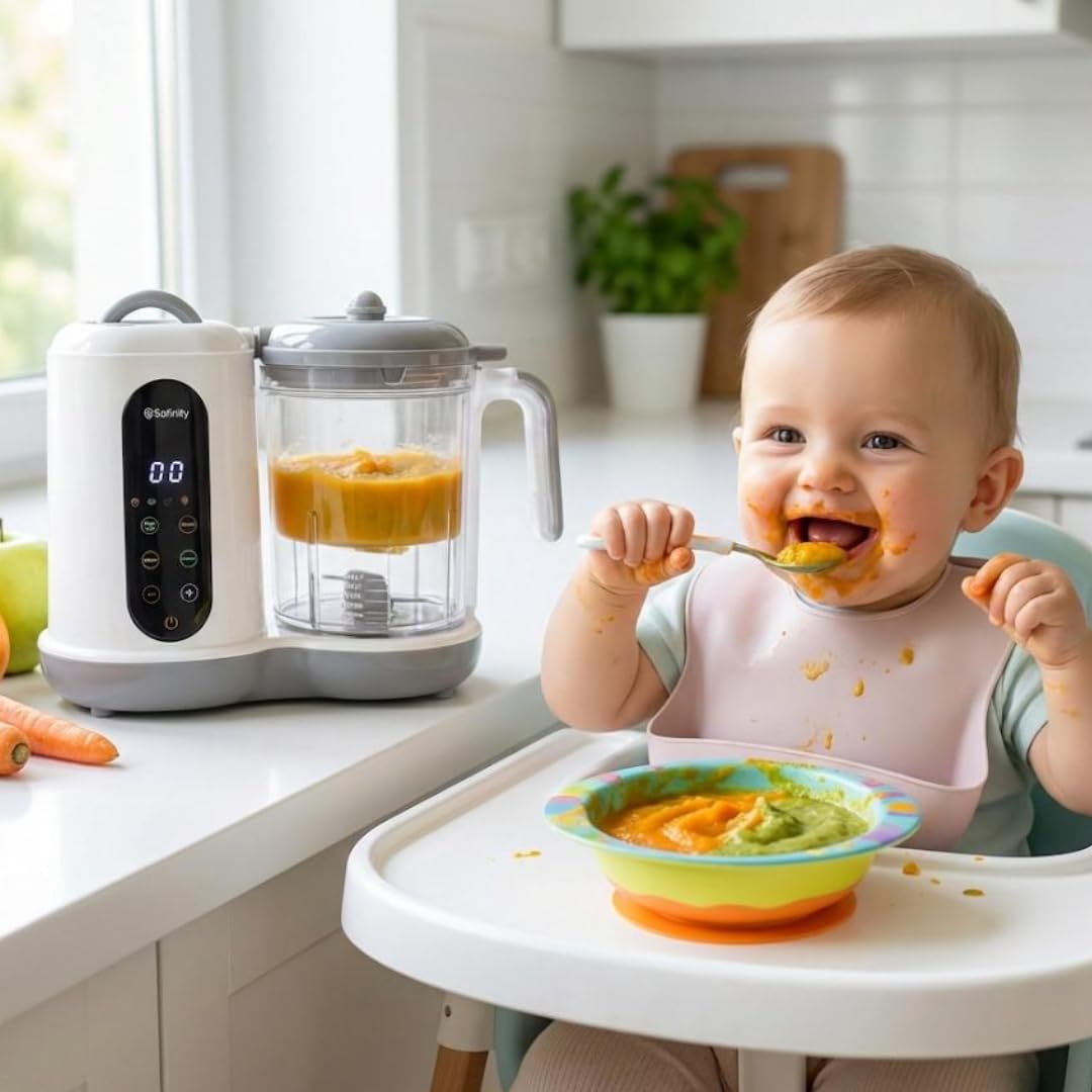 Vaporizador y licuadora de alimentos para bebés 2 en 1 | Vapor rápido, purés suaves, diseño sin BPA, apagado automático, gran capacidad para comidas caseras para bebés y nutrición de niños pequeños