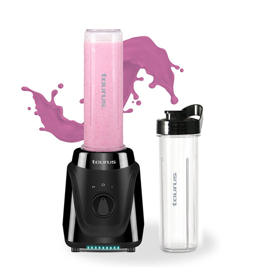 Licuadora Personal Taurus Transparente con 2 Botellas Tritan y Cuchillas Desmontables Sin BPA